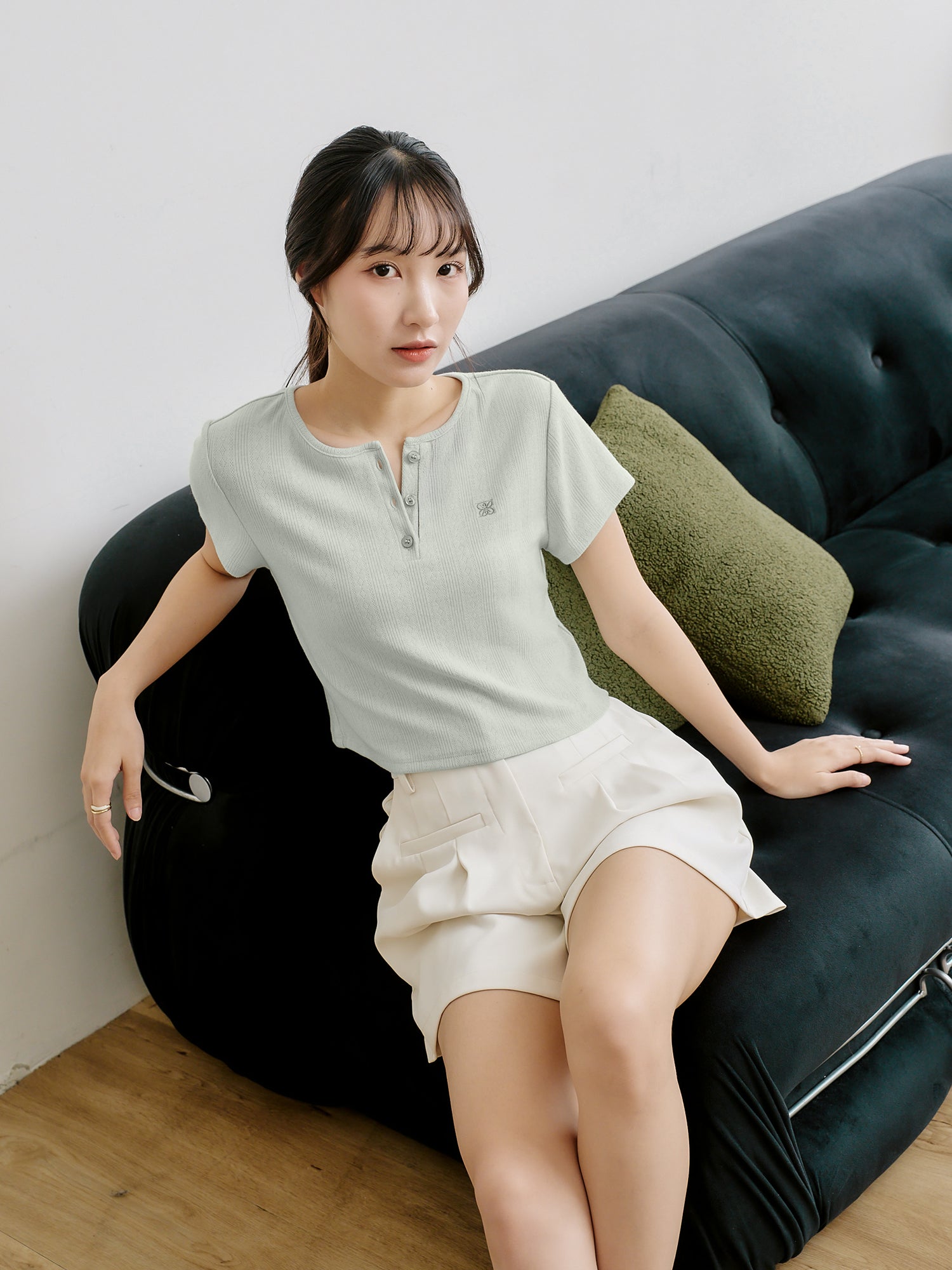 Henley Embroidered Top