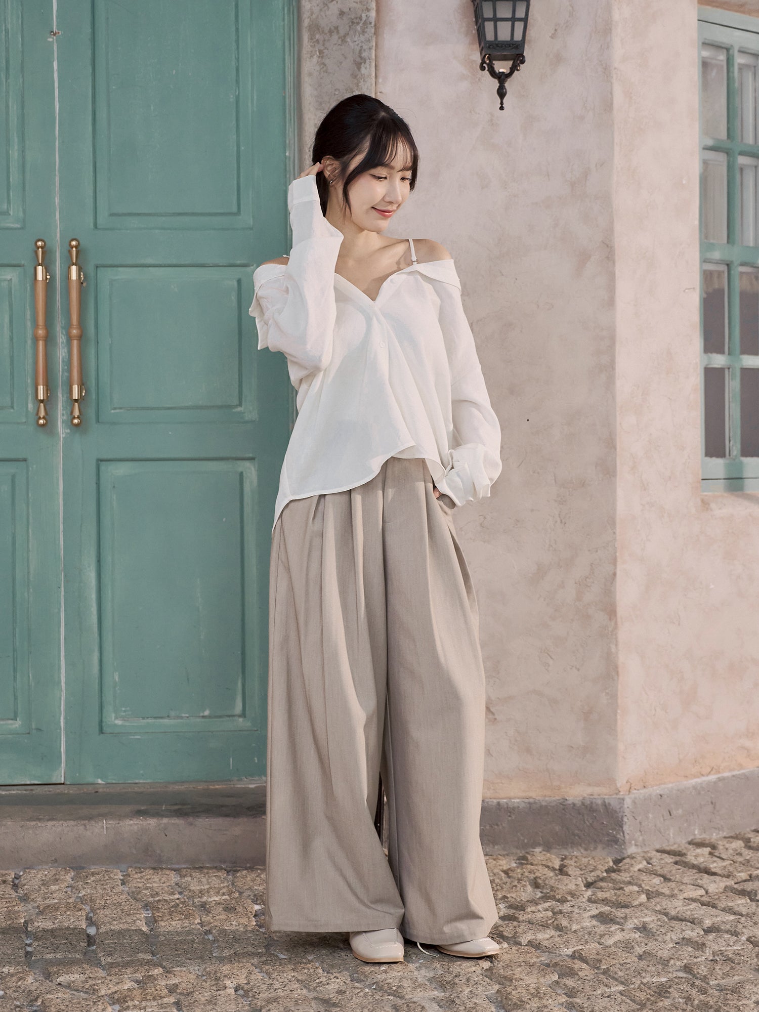 Two-Way Cold Shoulder Shirt