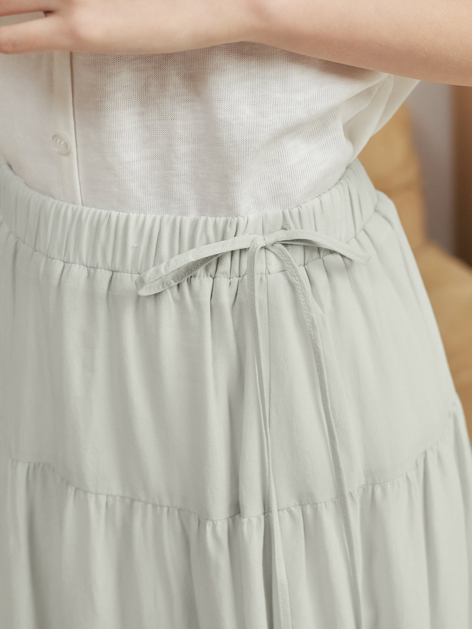 Side Tie Midi Skirt