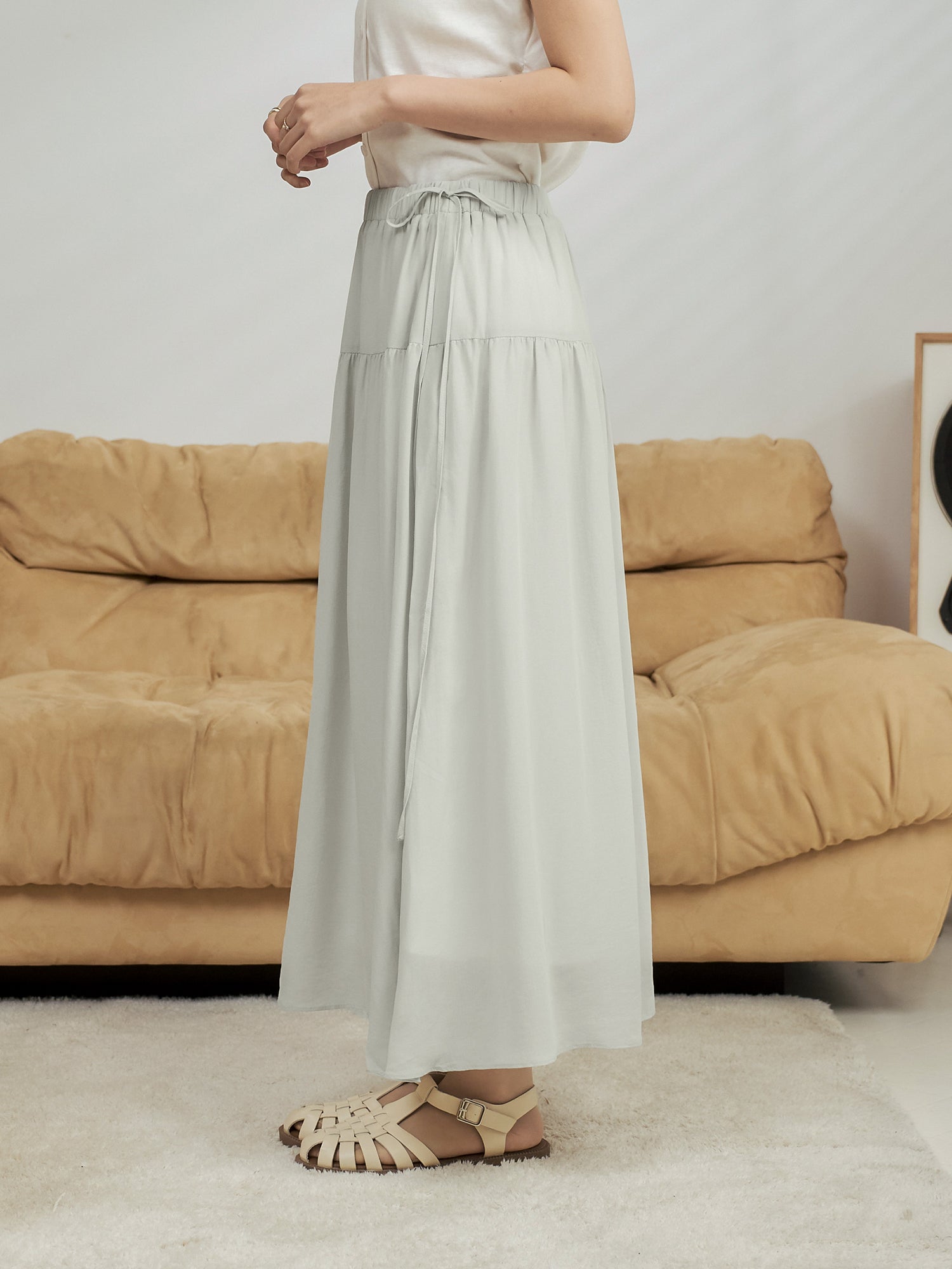 Side Tie Midi Skirt