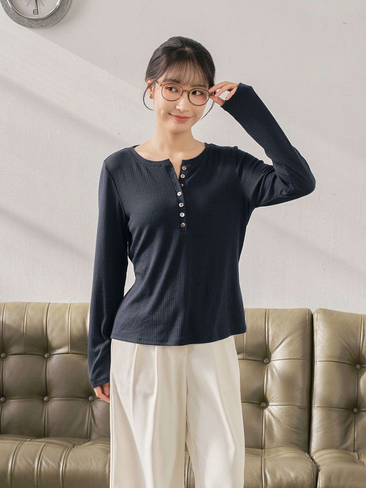 Long Sleeve Henley Top