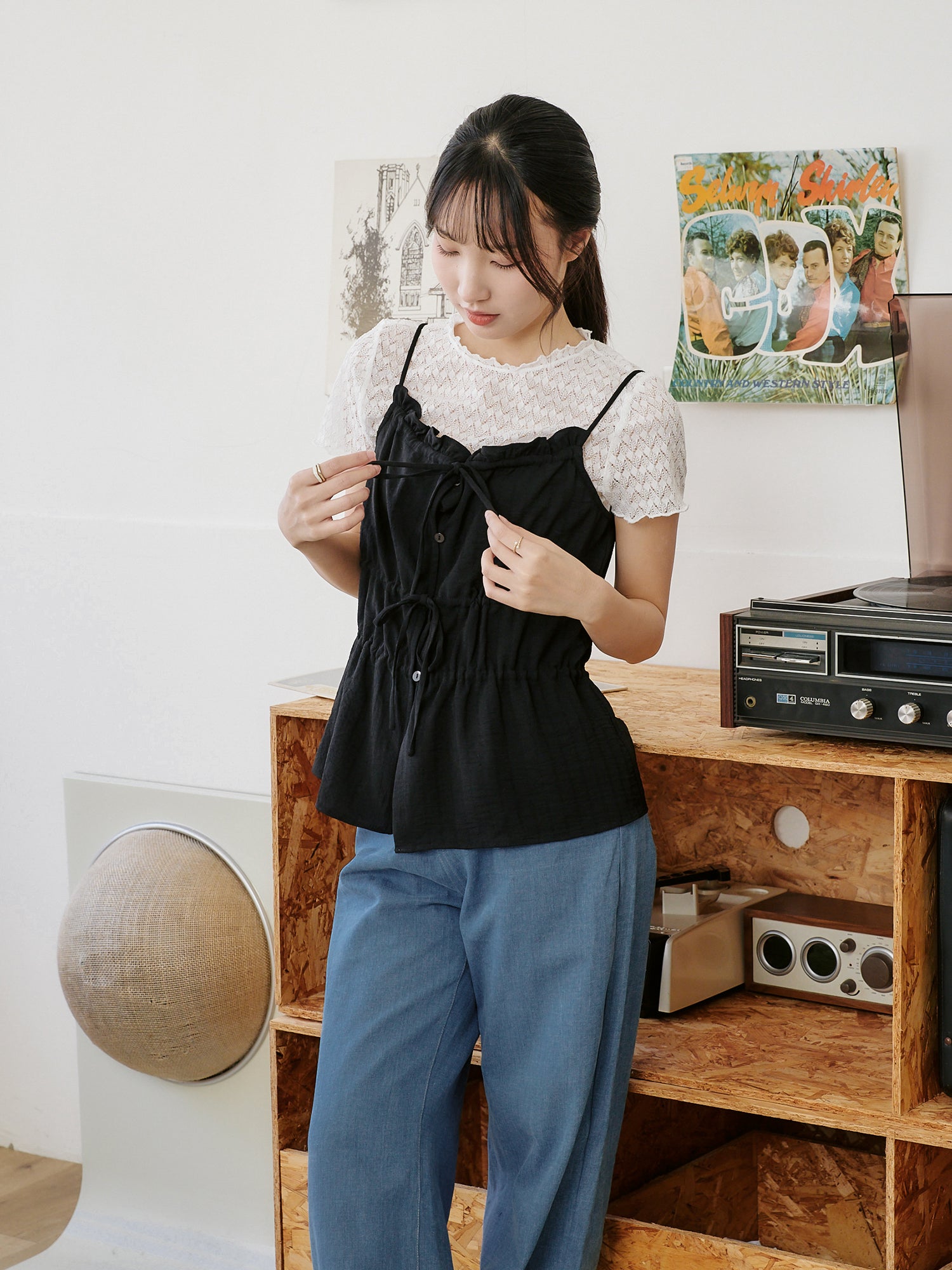 Tie Front Ruffled Cami Top