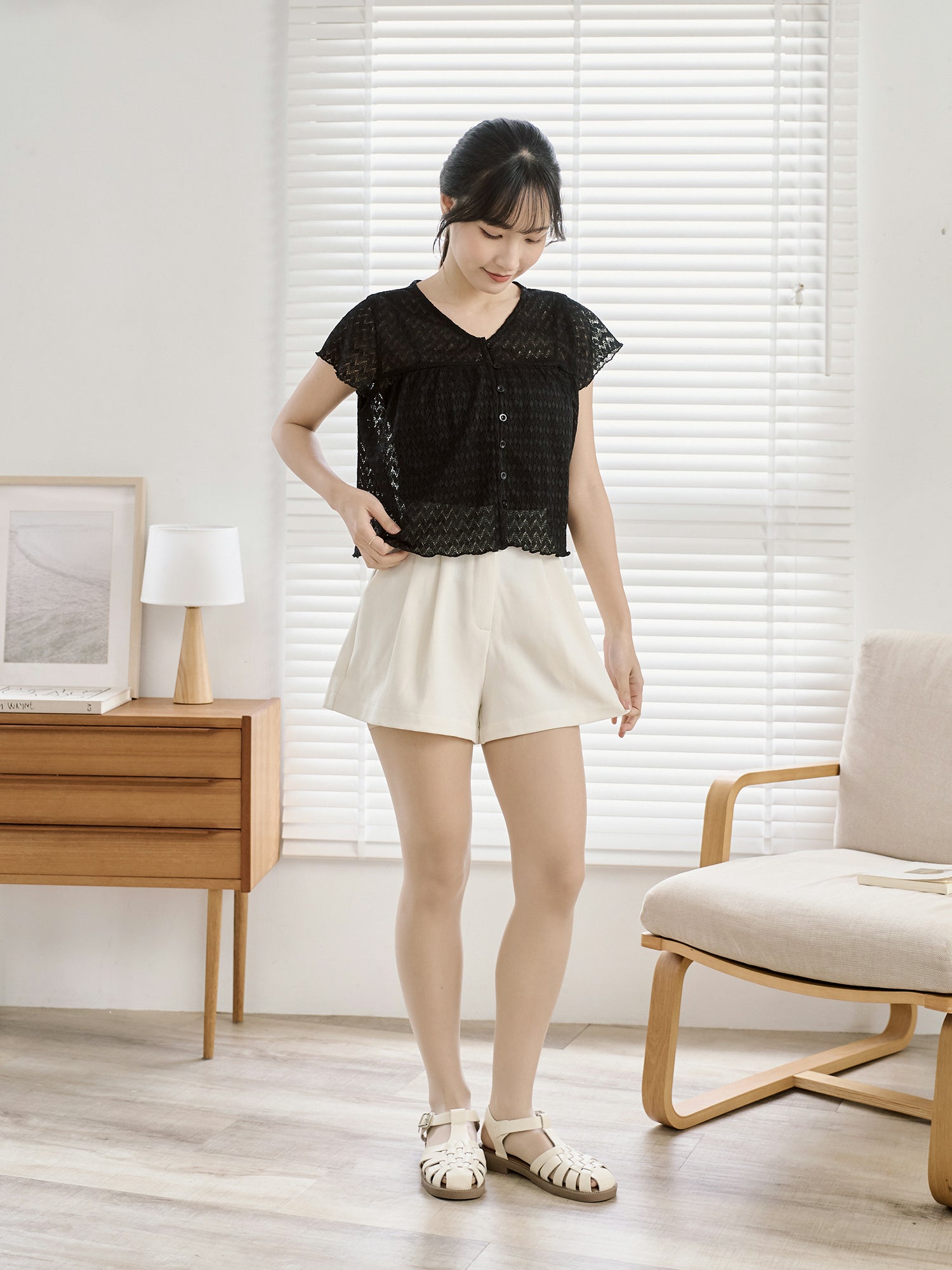 Mesh Flutter Sleeve Top