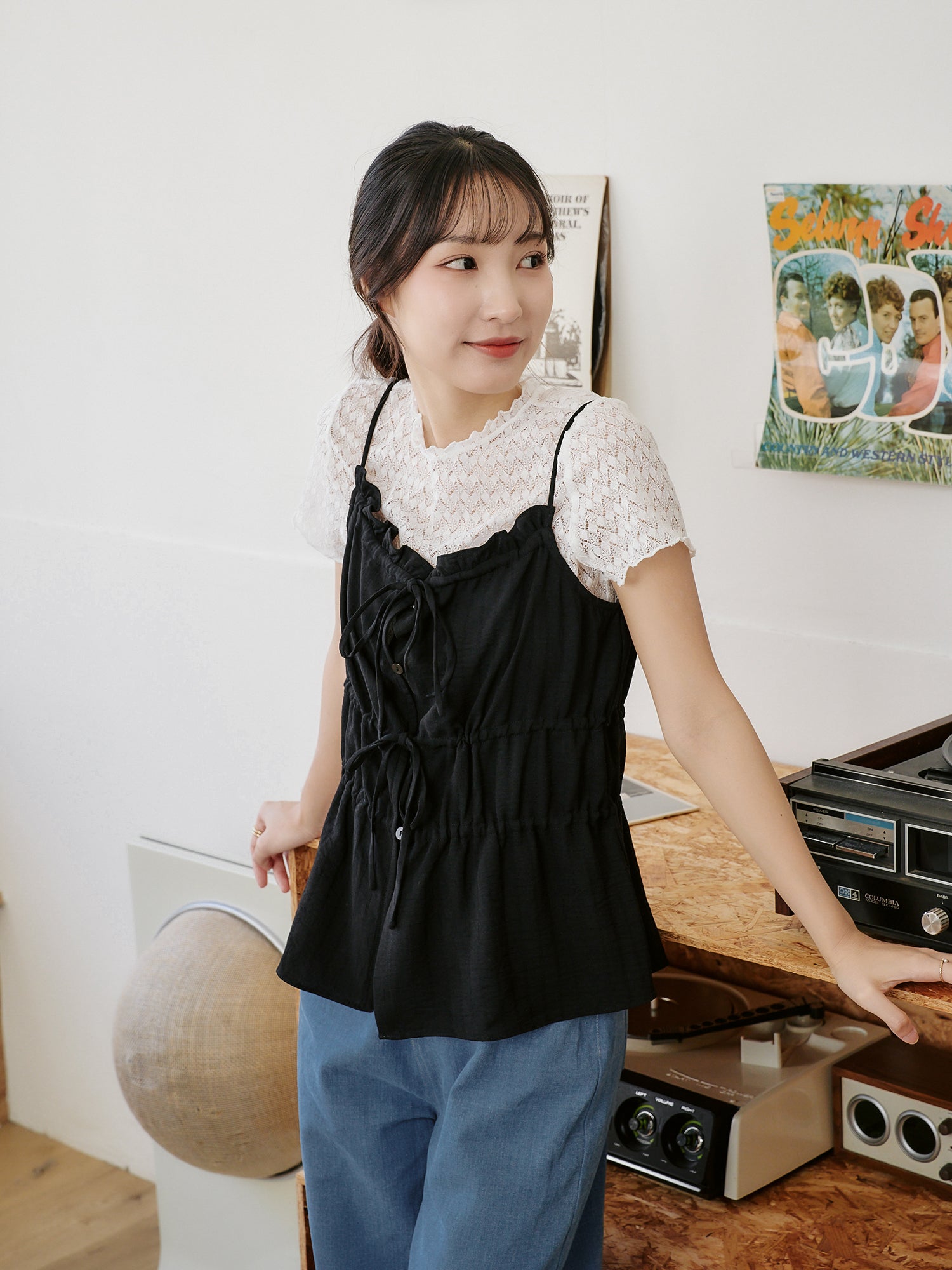 Tie Front Ruffled Cami Top