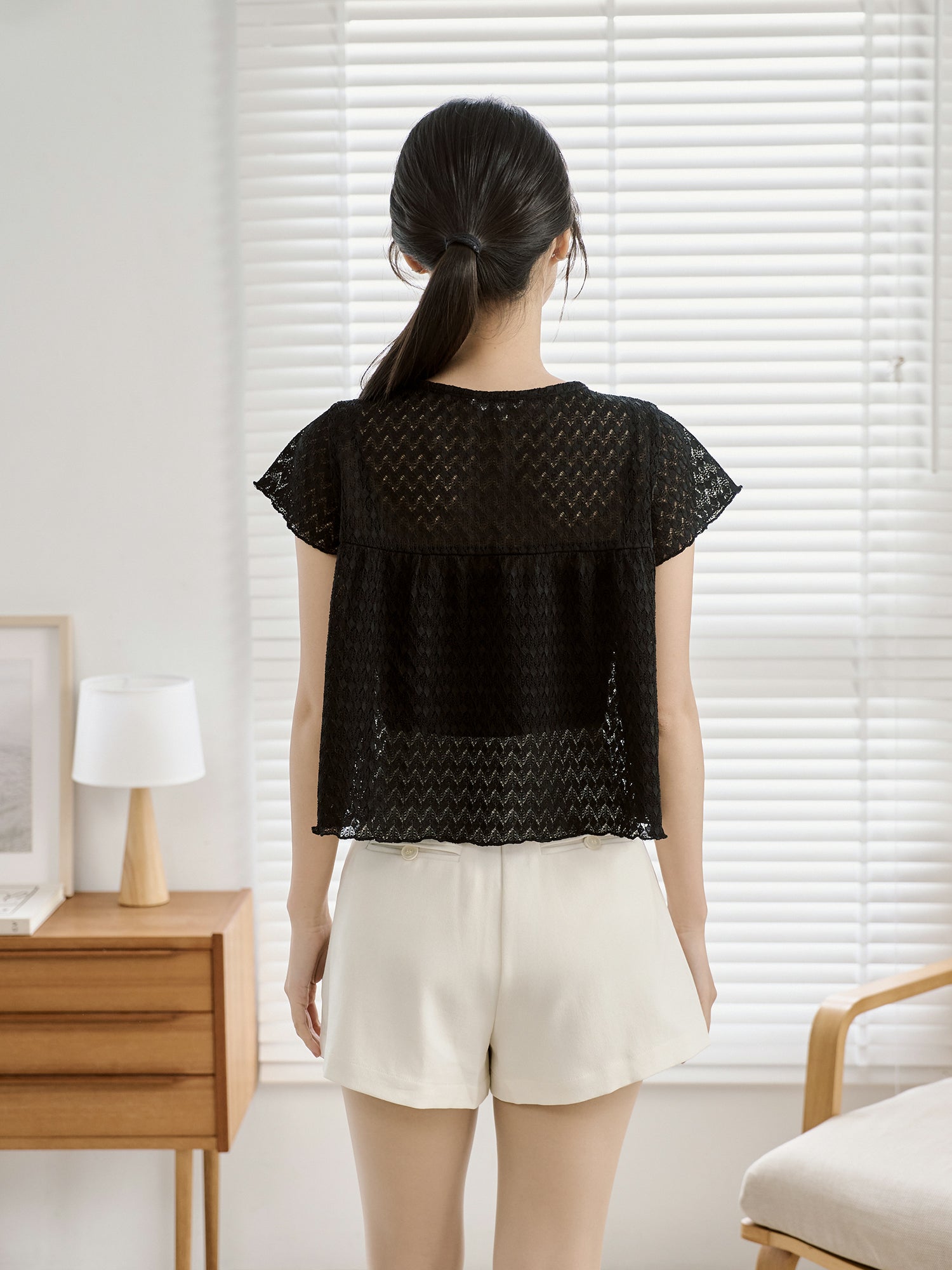 Mesh Flutter Sleeve Top