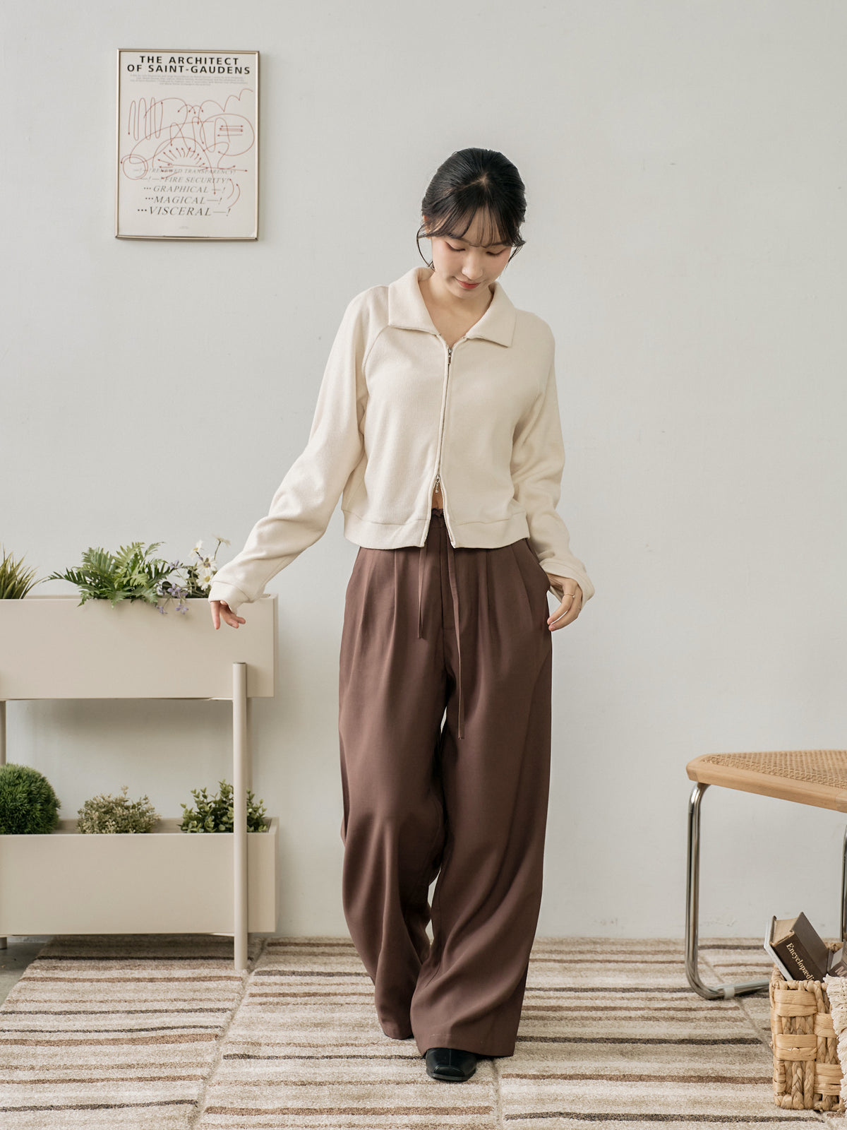 Soft Touch Cashmere Zip-Up Top
