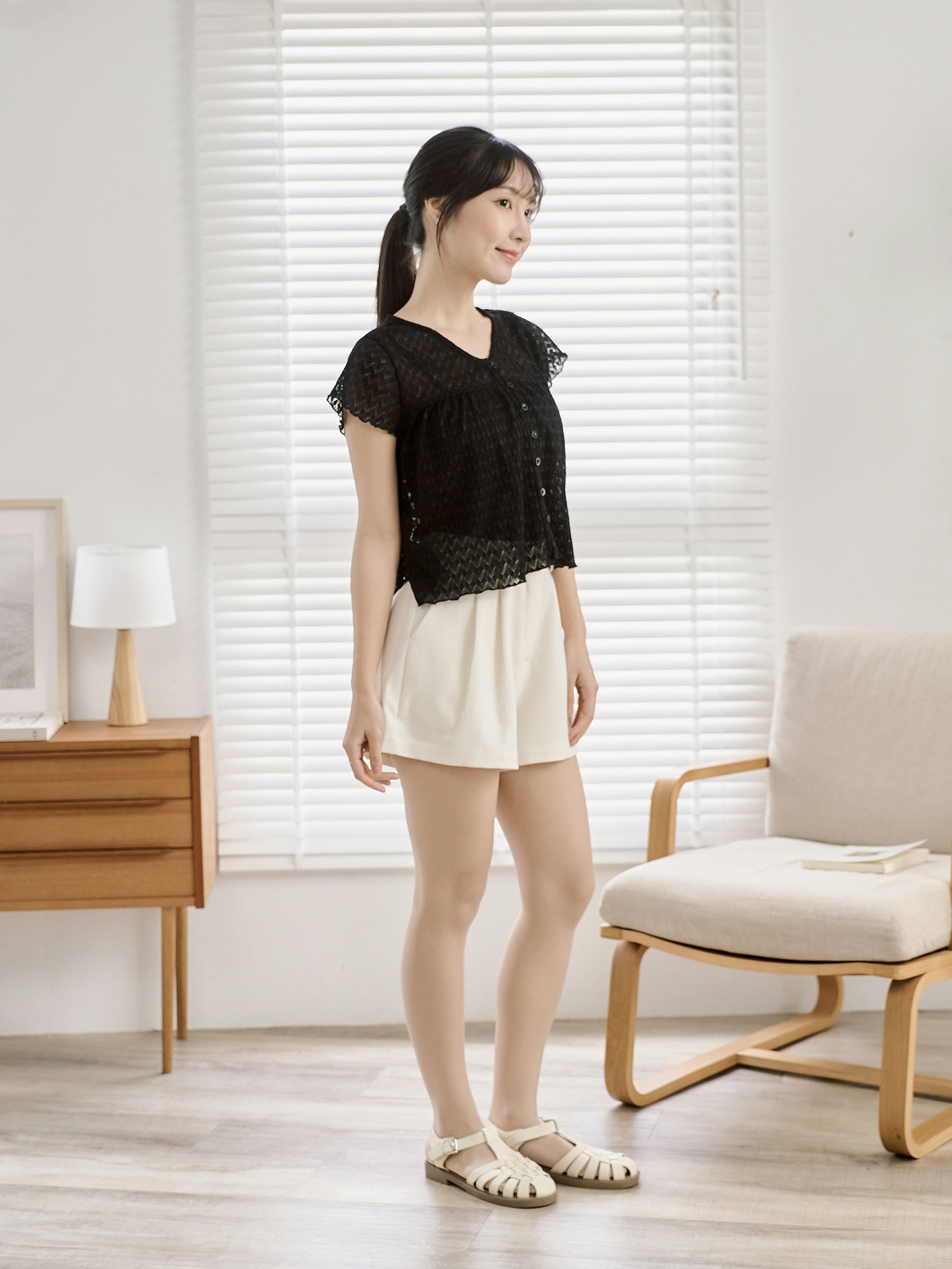 Mesh Flutter Sleeve Top