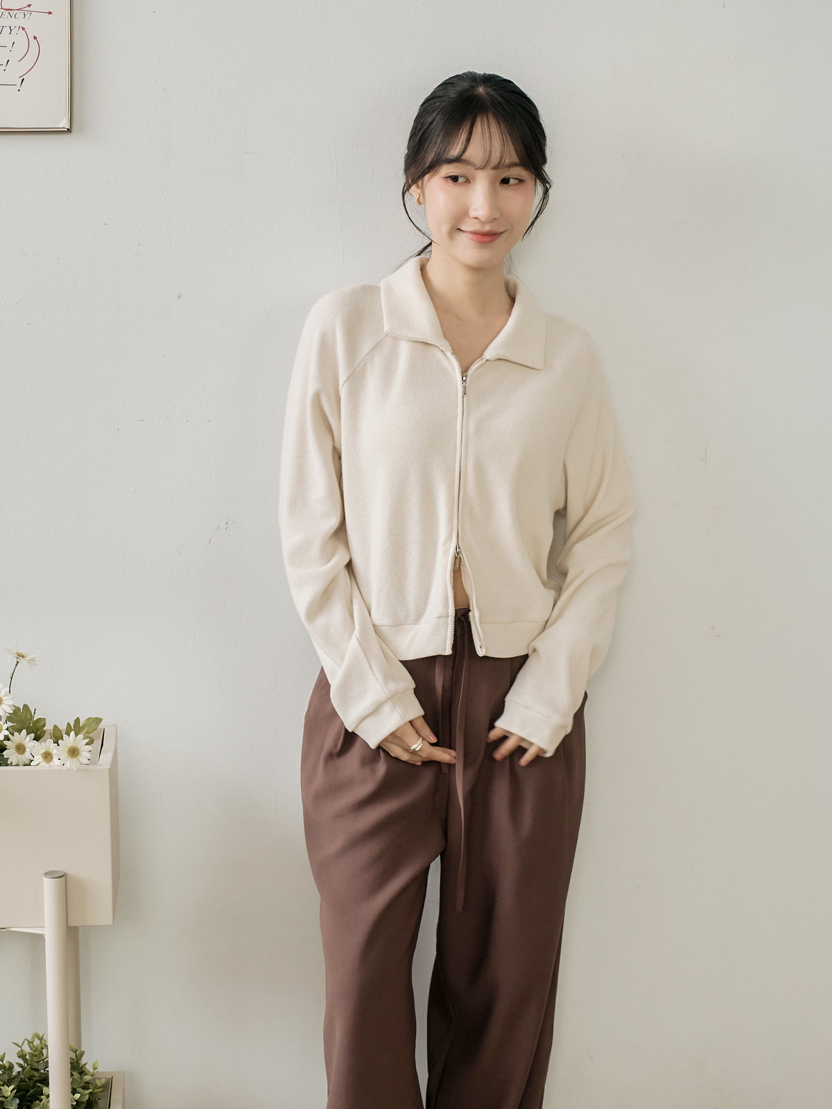 Soft Touch Cashmere Zip-Up Top