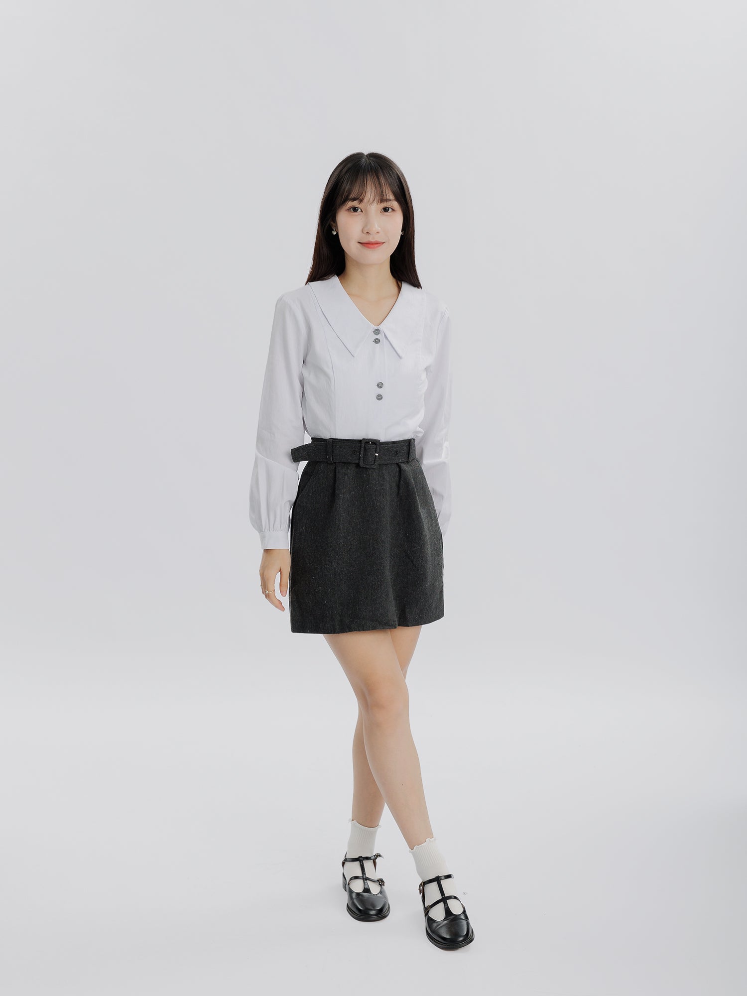 Pearl Double Button Crop Shirt*