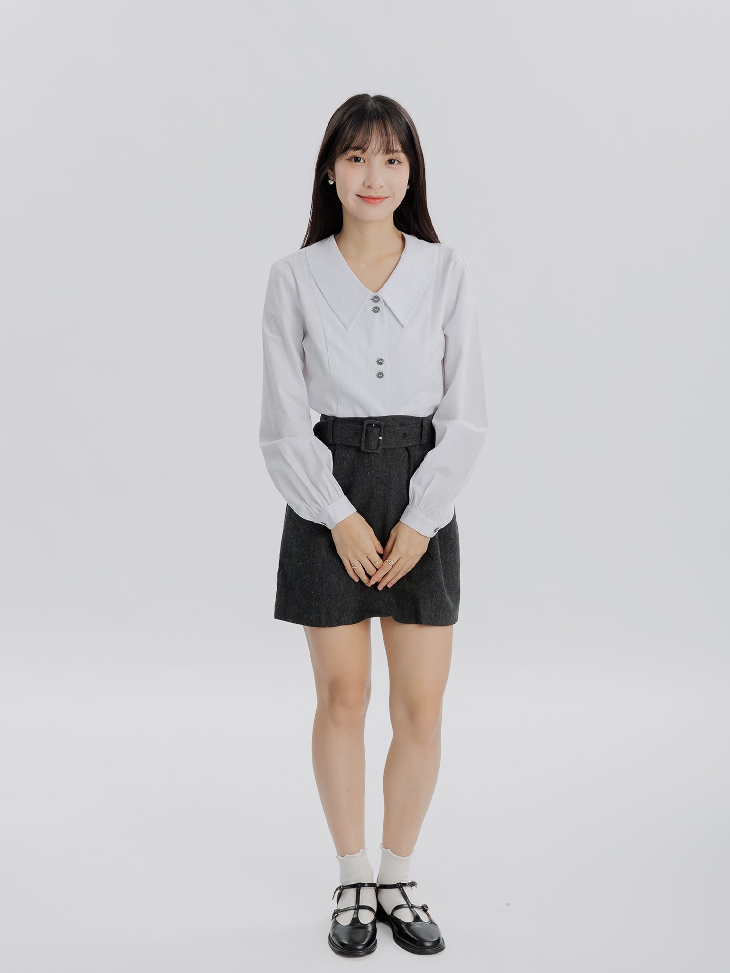 Pearl Double Button Crop Shirt*