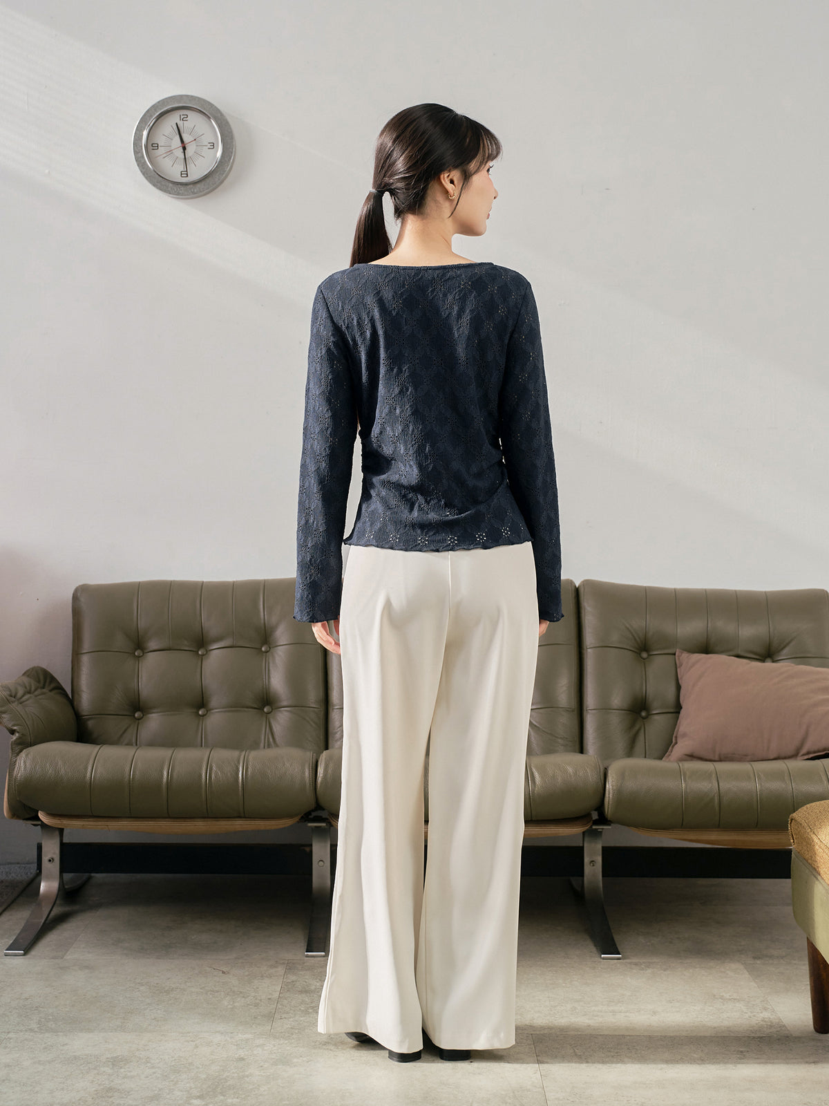 Eyelet Slit Hem Top