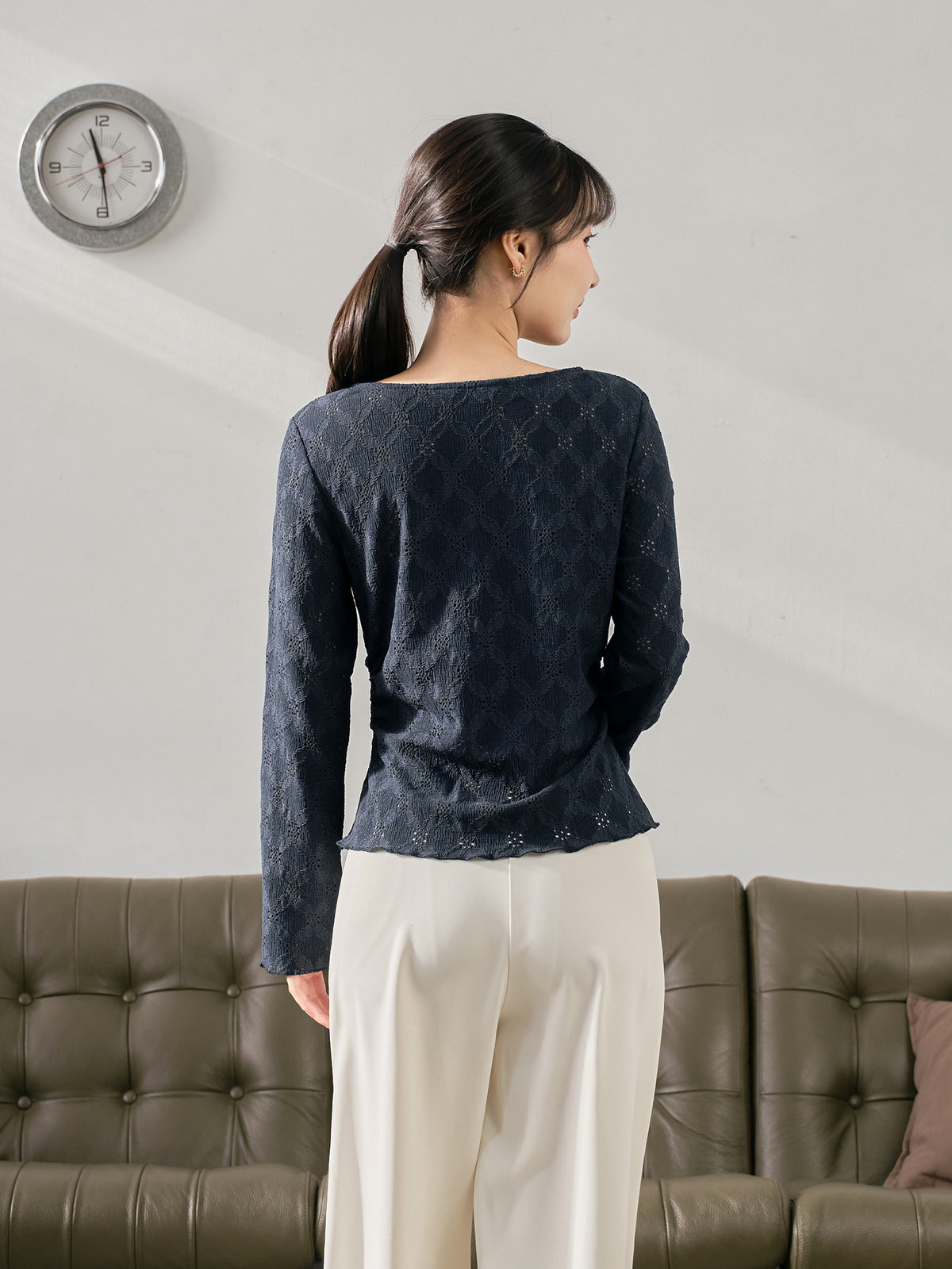 Eyelet Slit Hem Top