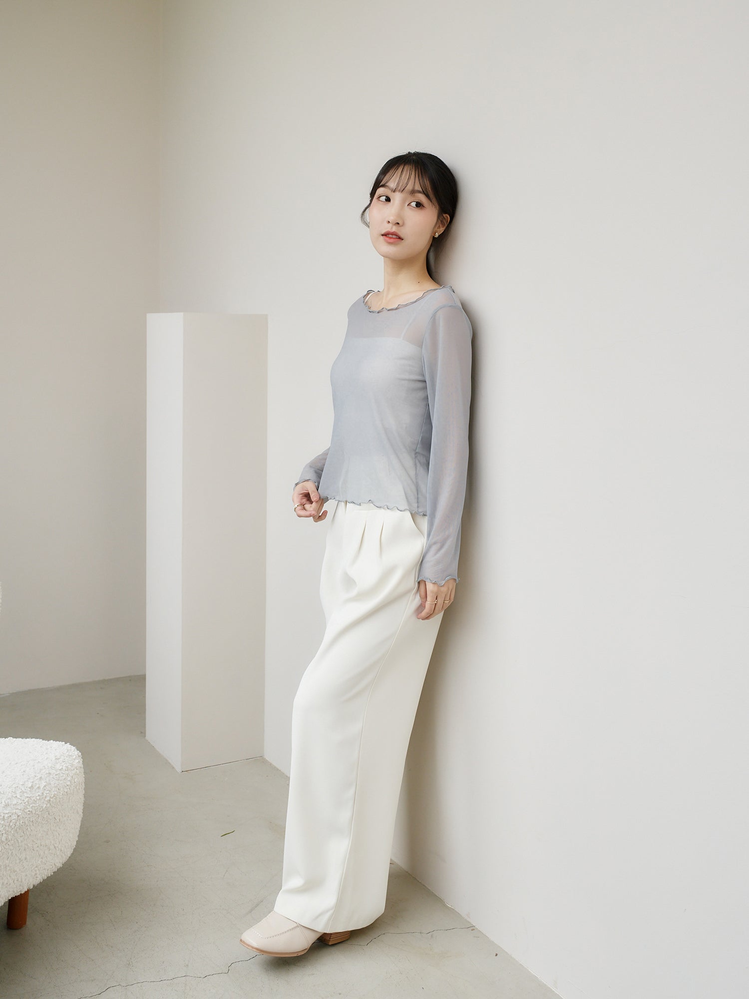 Soft Ruffle Sheer Top