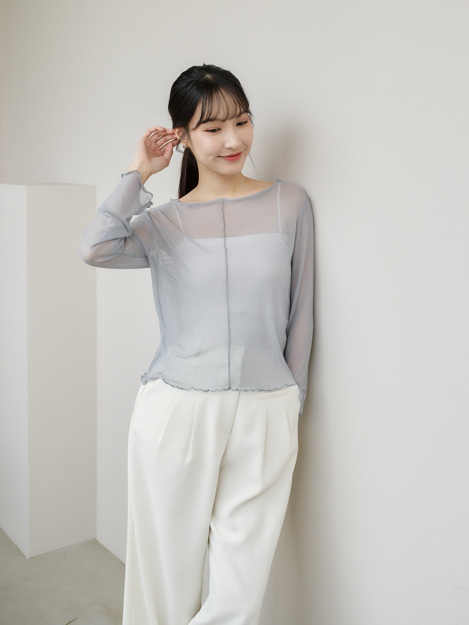 Soft Ruffle Sheer Top