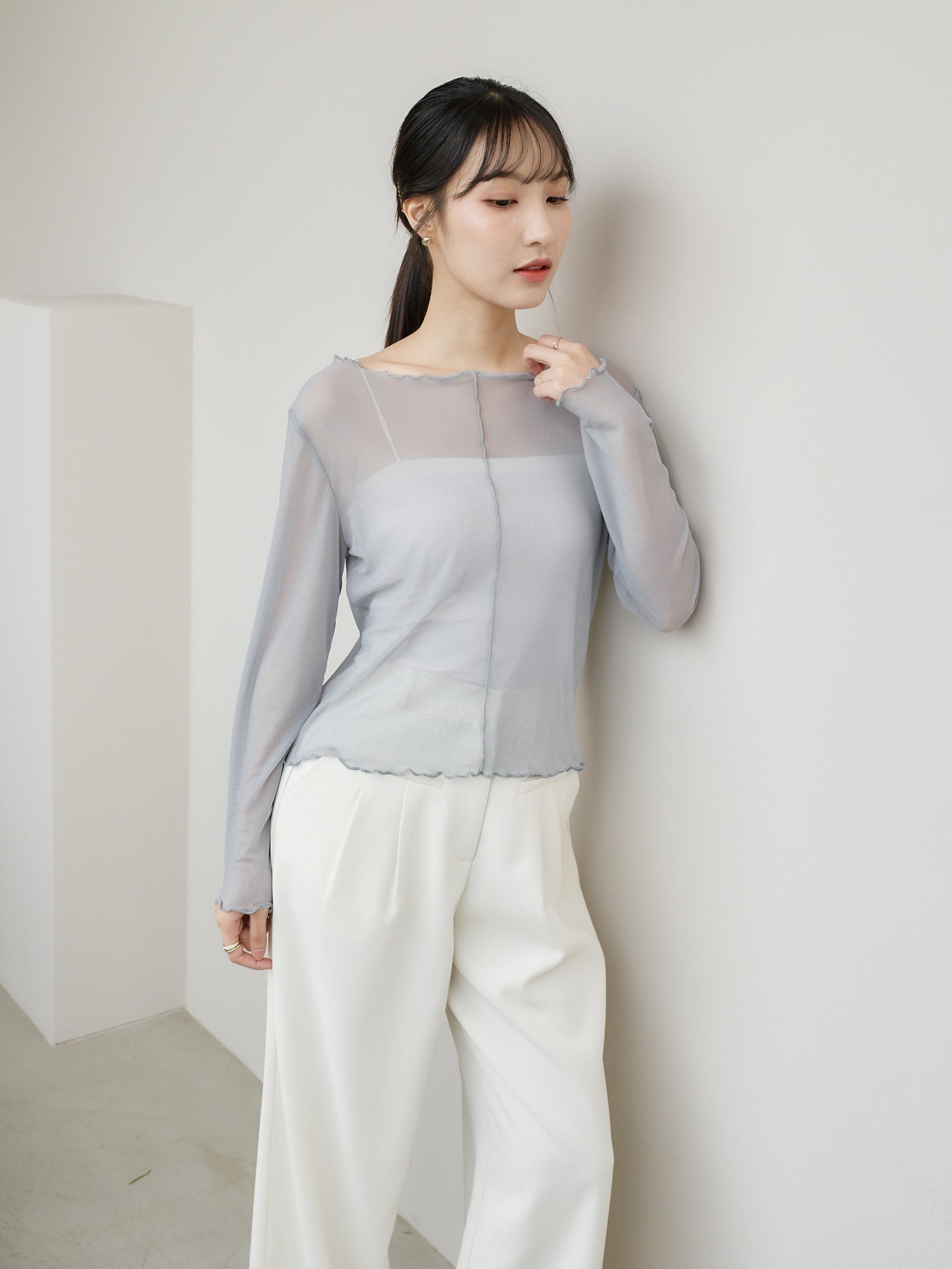 Soft Ruffle Sheer Top