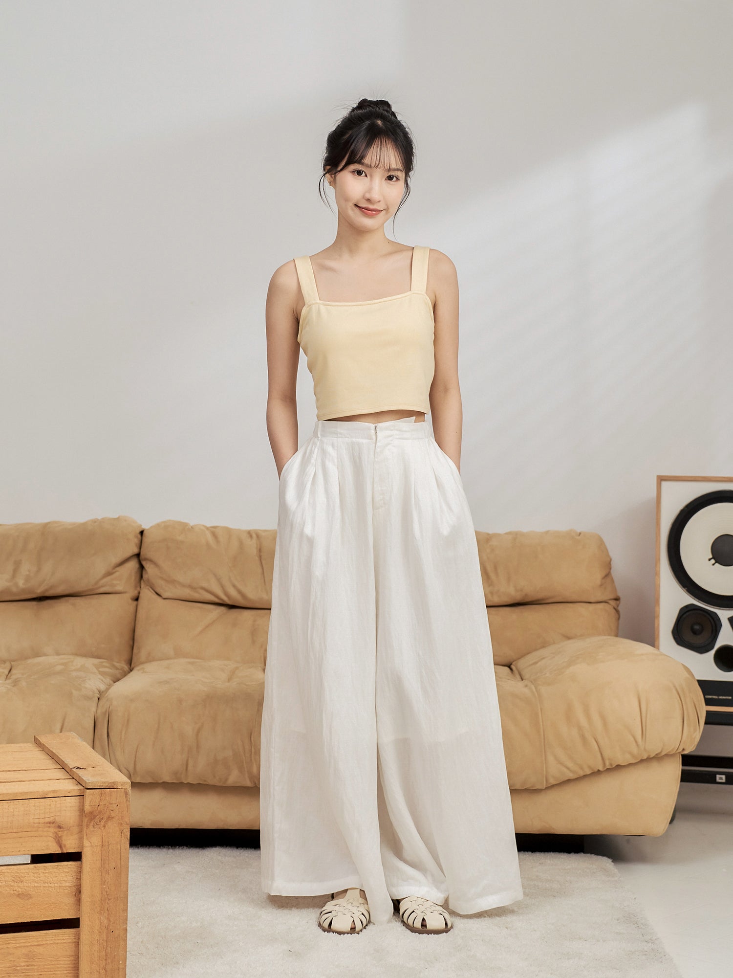 Wide Leg Pleated Trousers