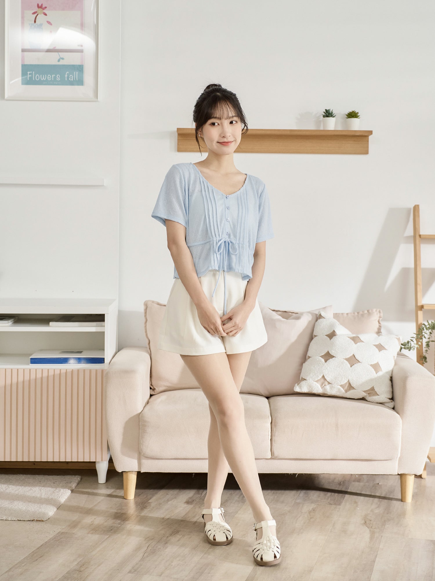 Pintuck Tie Waist Top