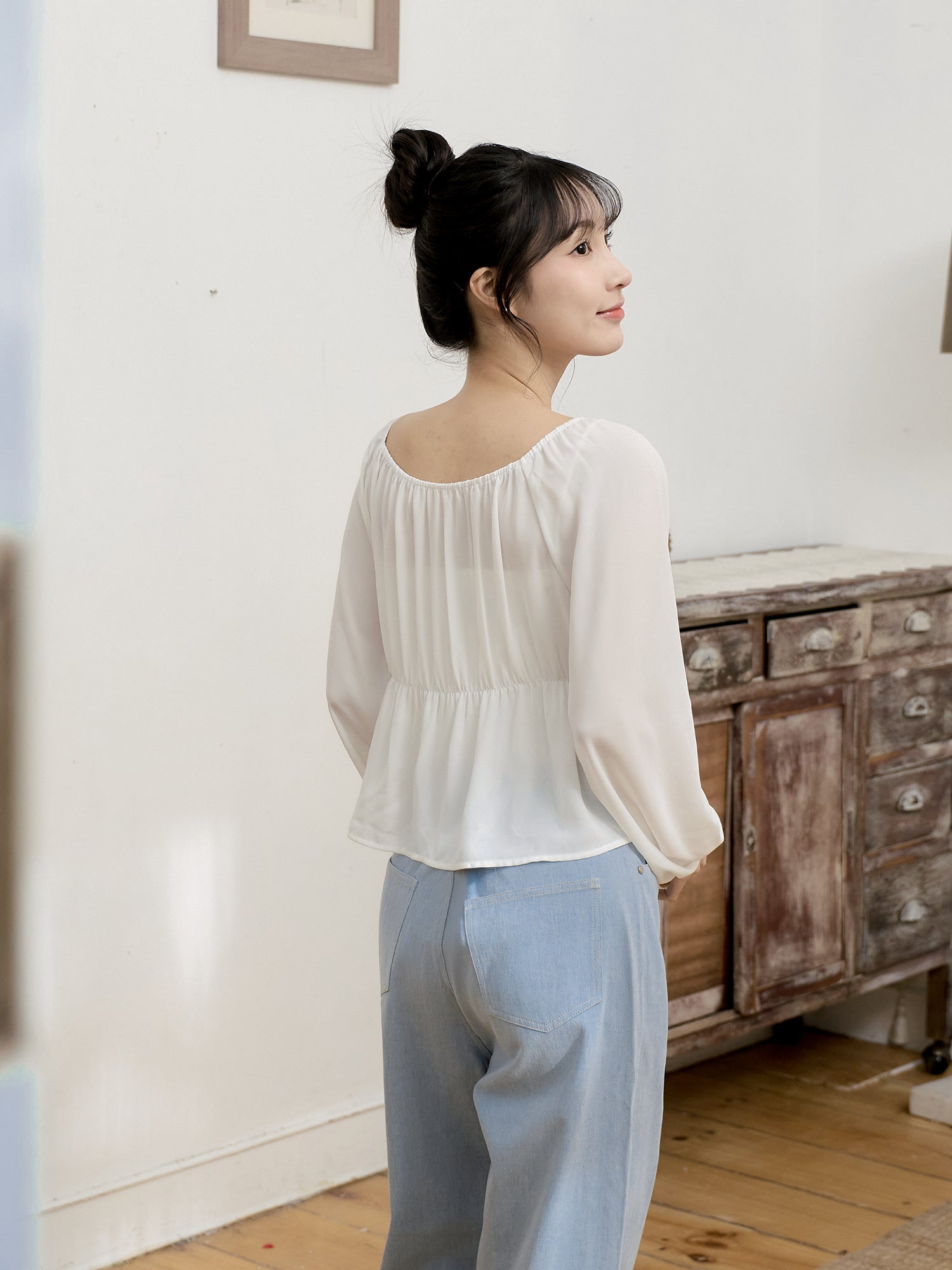 兩穿雪紡綁帶上衣