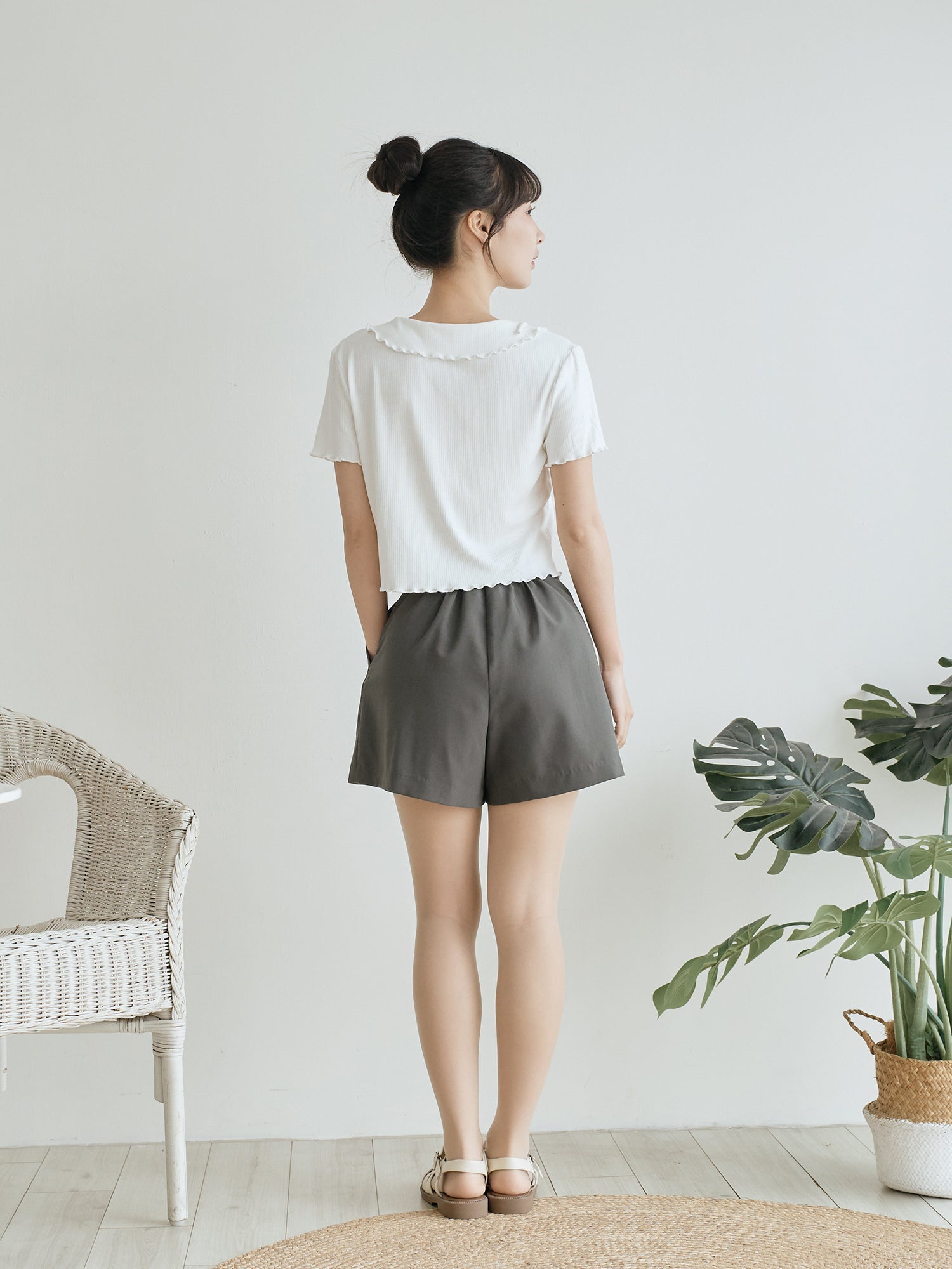 Open Collar Lace Up Top