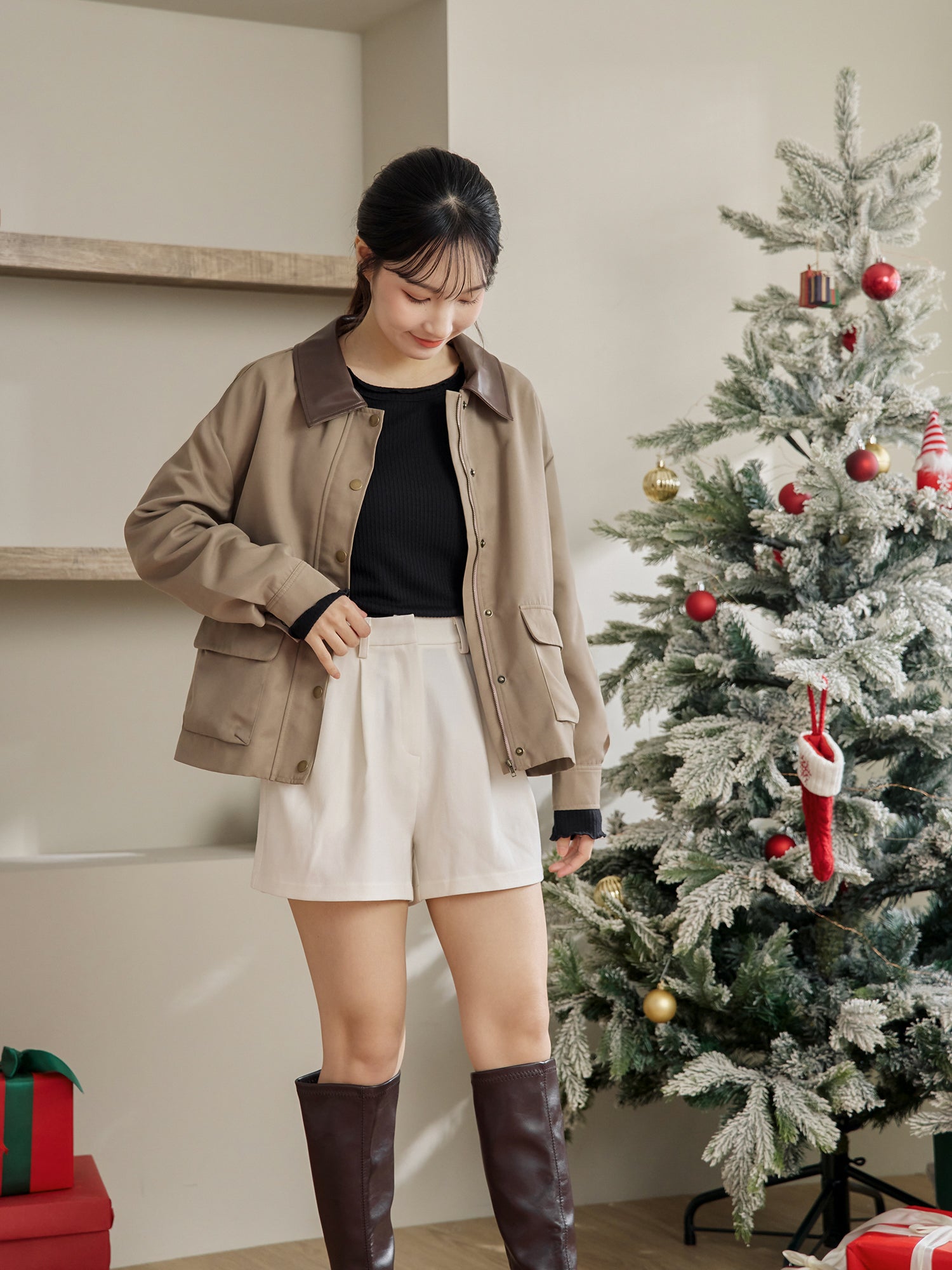 Leather Collar Barn Jacket