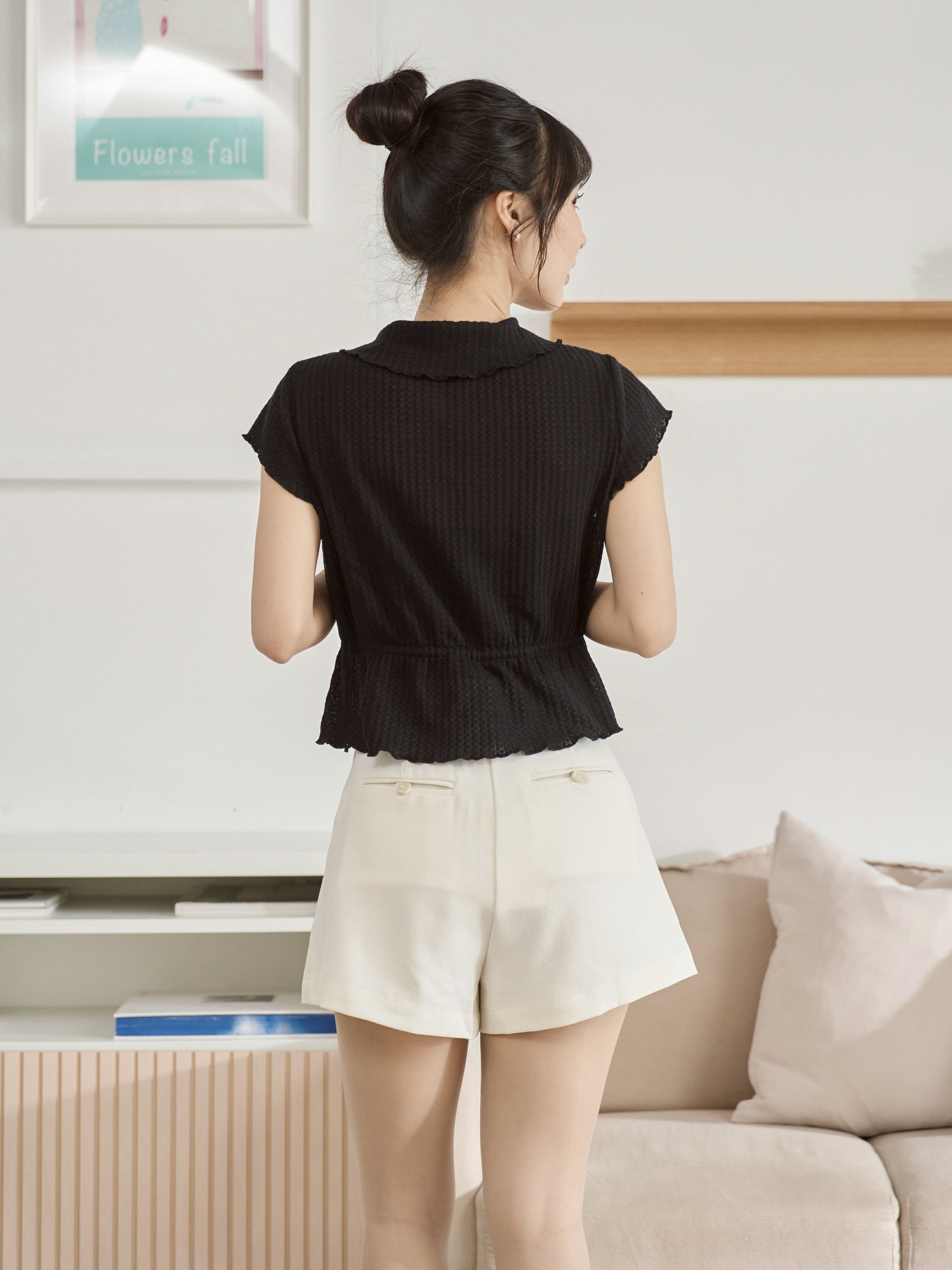 Tie Waist Waffle Top
