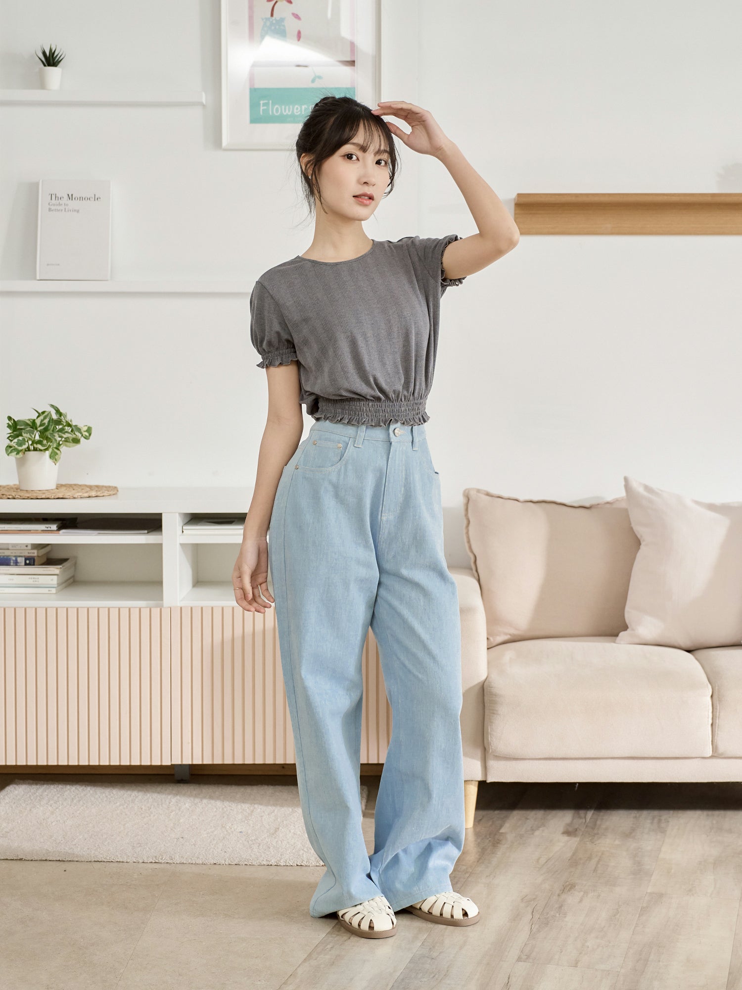 可愛澎袖打攬上衣