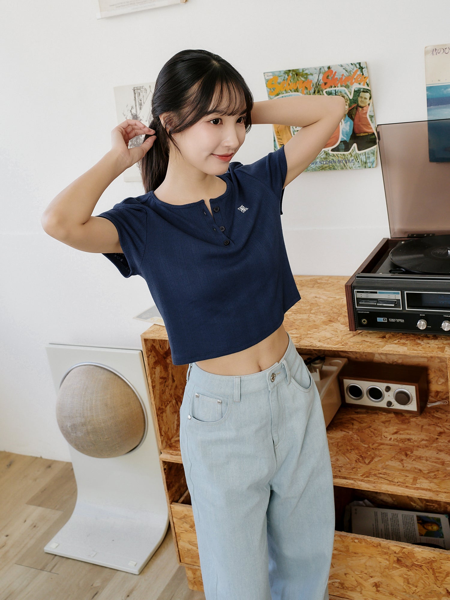 Henley Embroidered Top