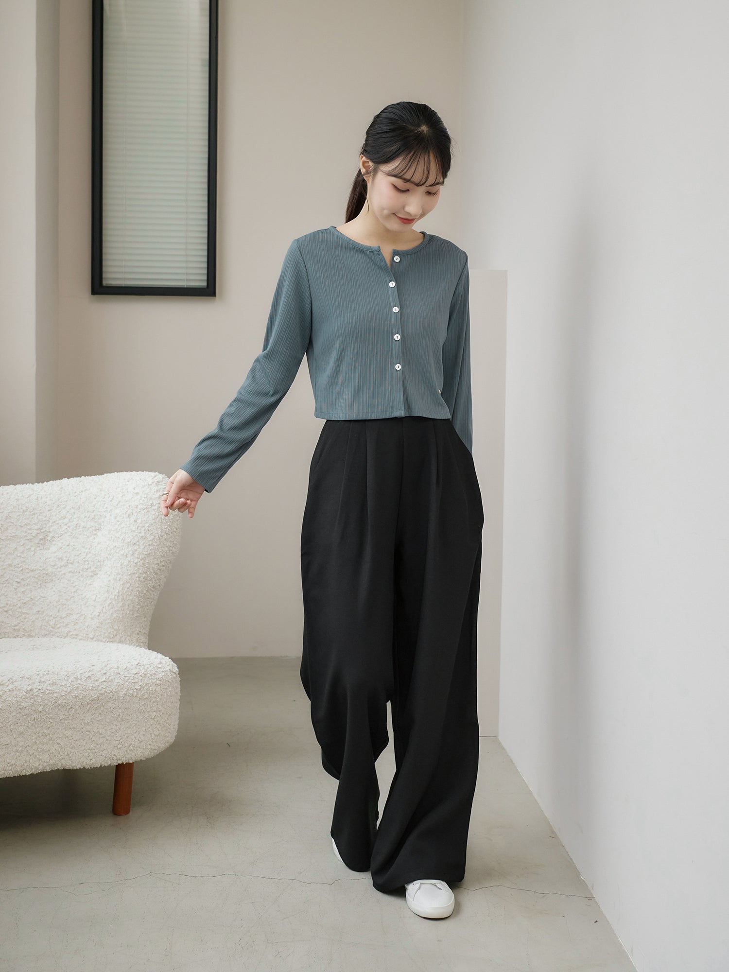 Cropped Pleated Cardigan