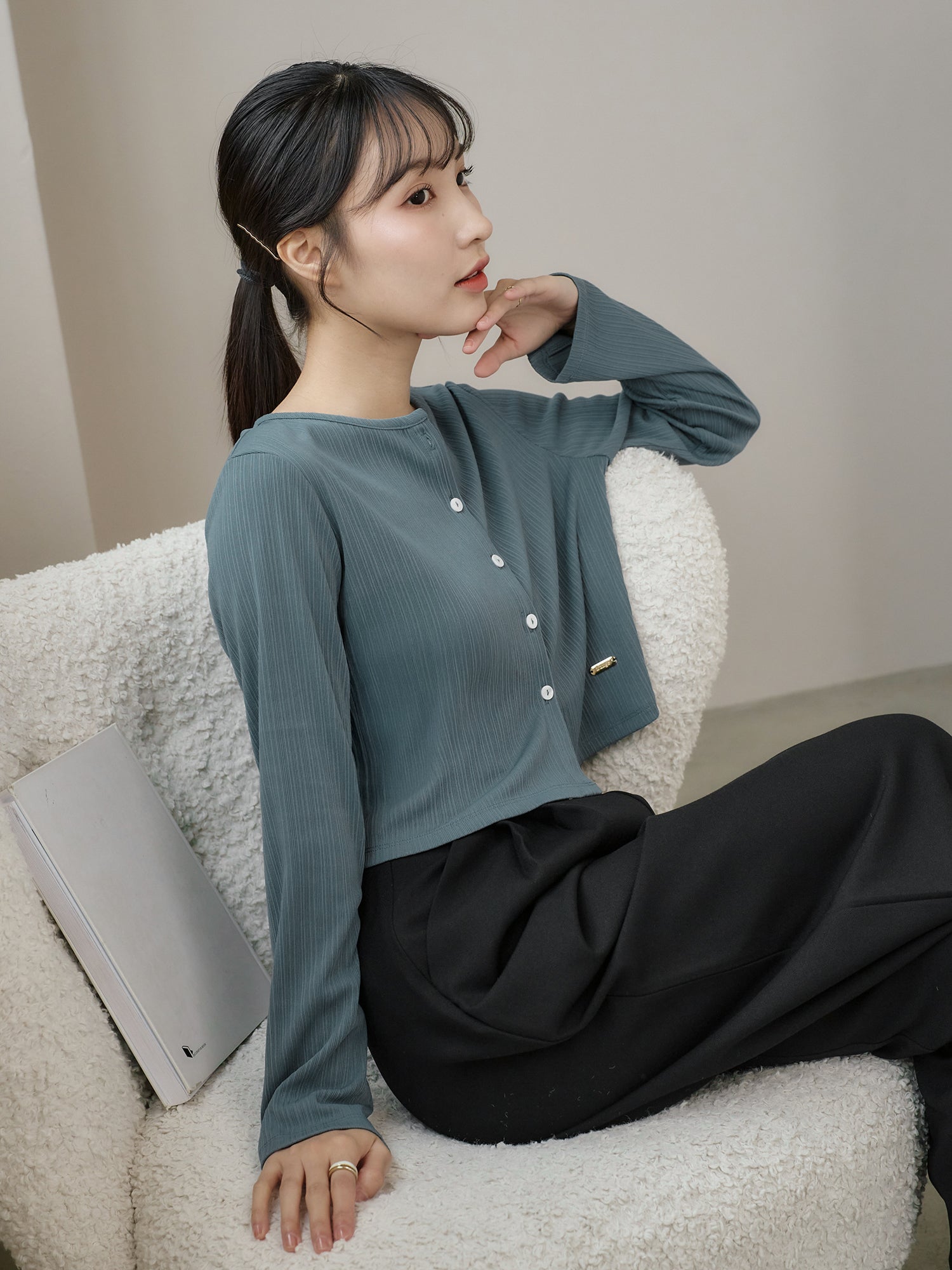 Cropped Pleated Cardigan