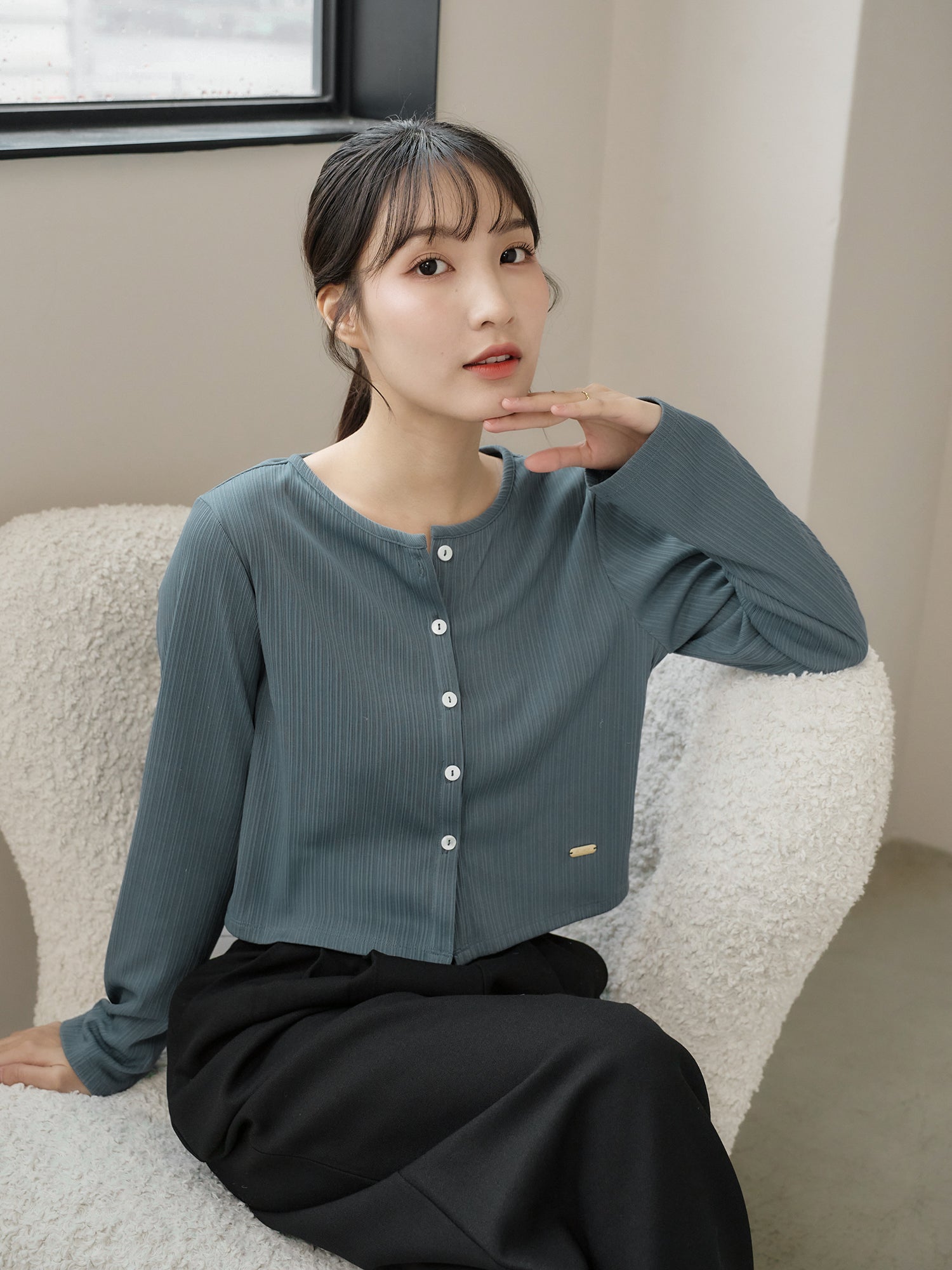 Cropped Pleated Cardigan