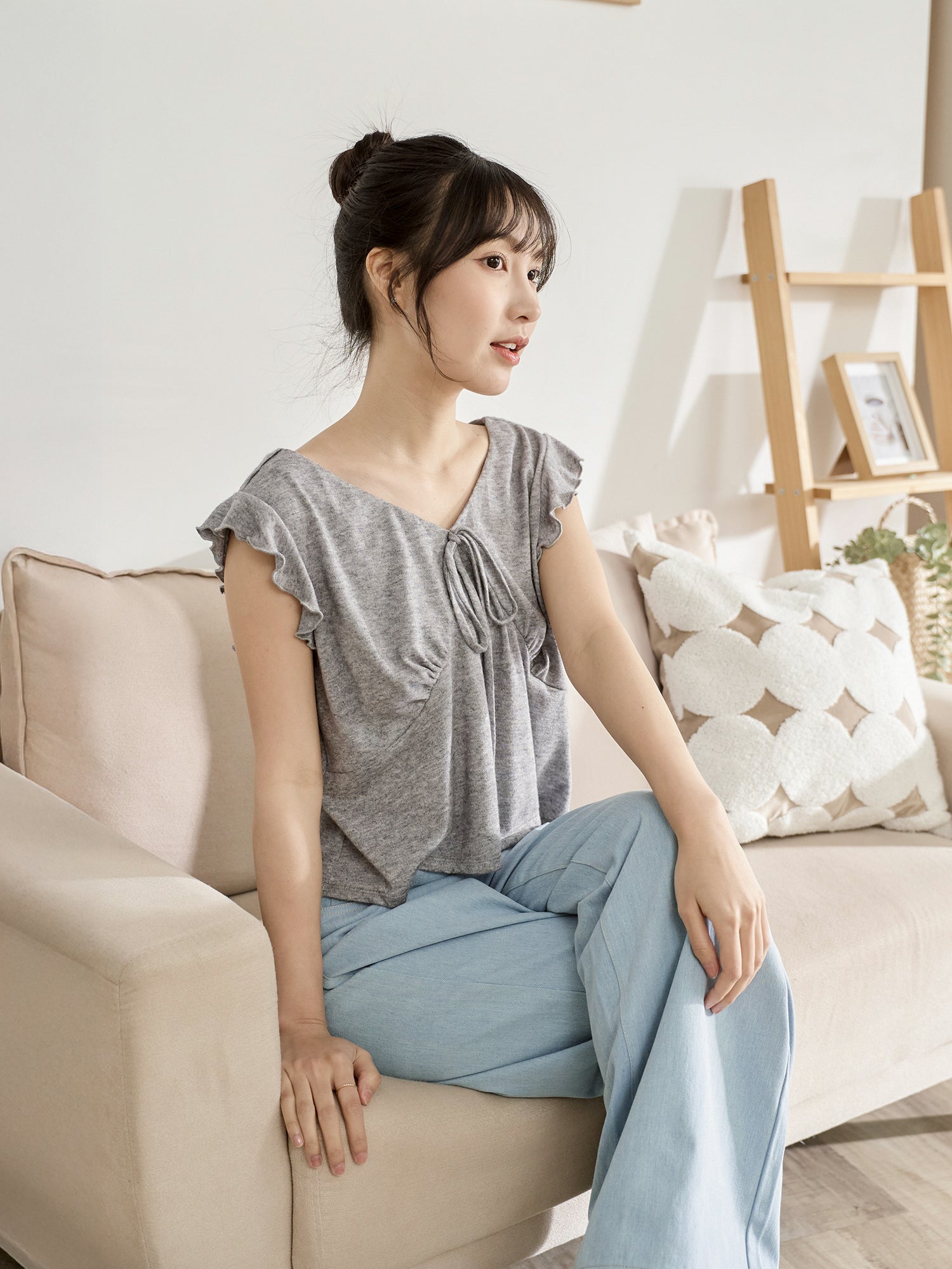 V-Neck Tie Detail Sleeveless Top