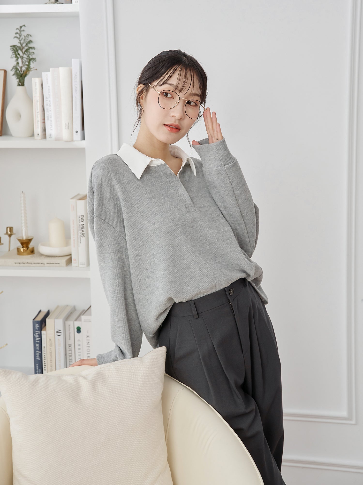 Contrast Collar Sweatshirt