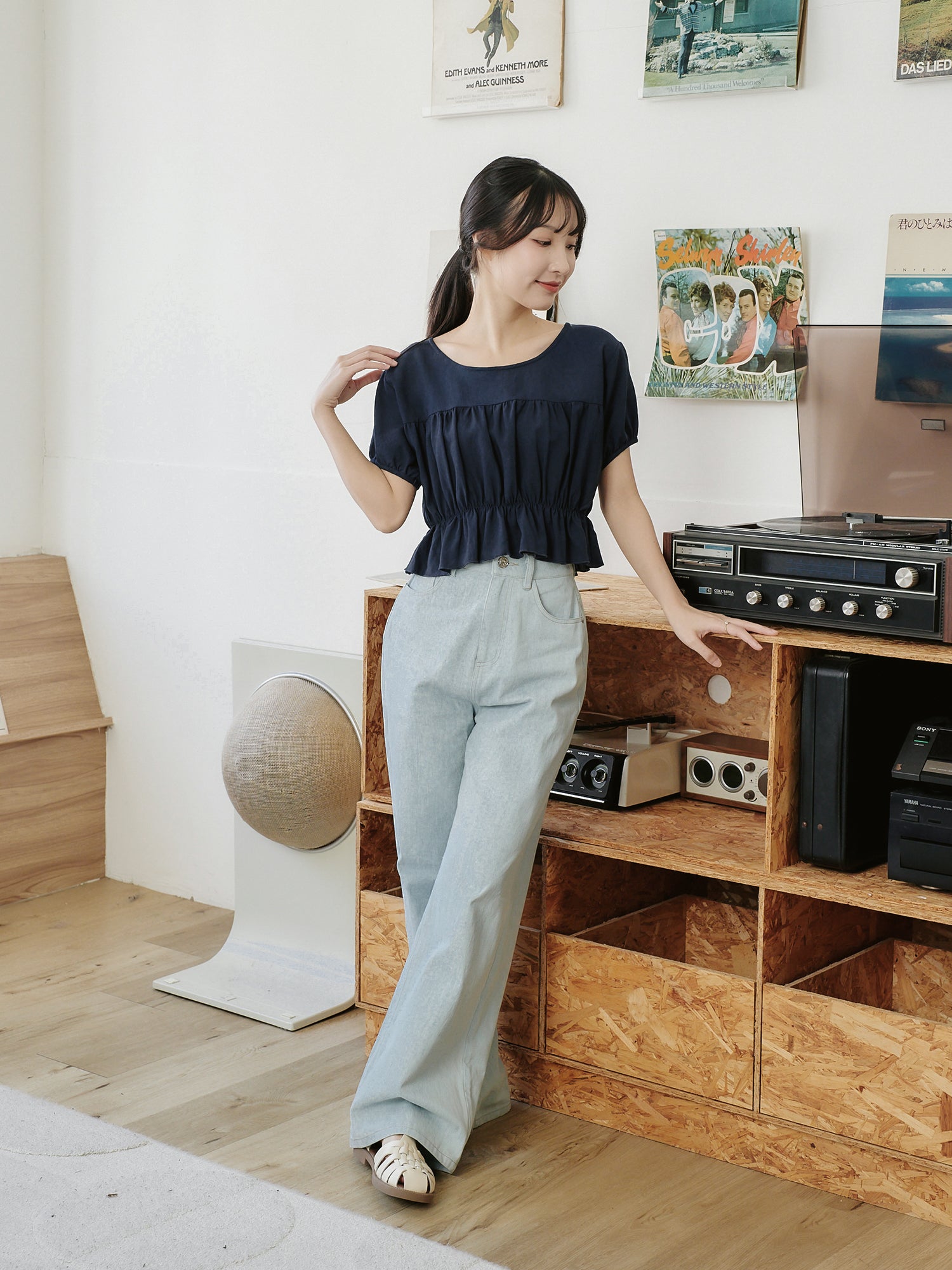 Feminine Elastic Waist Top