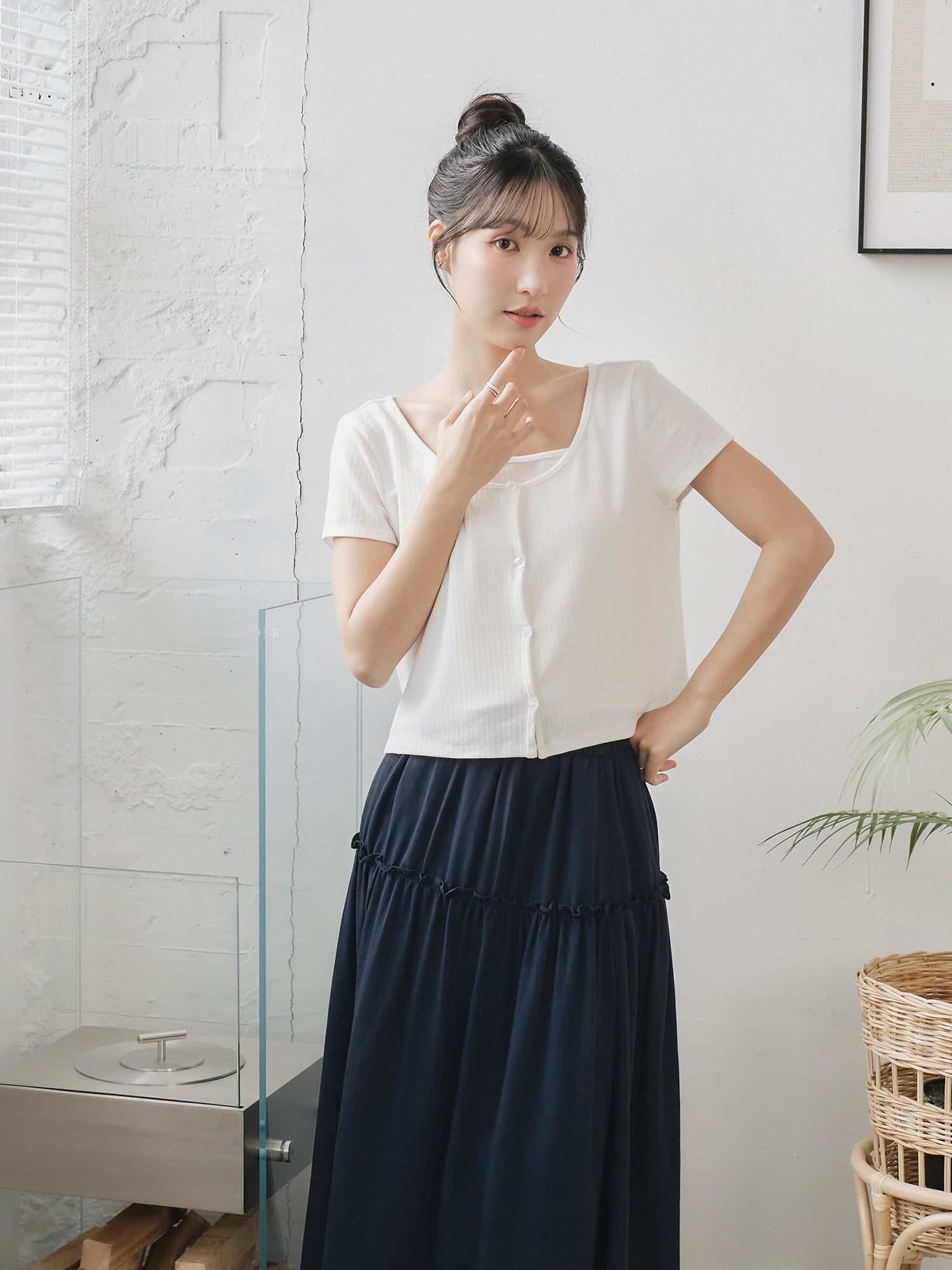 兩件式排扣上衣(吊帶+外衣)