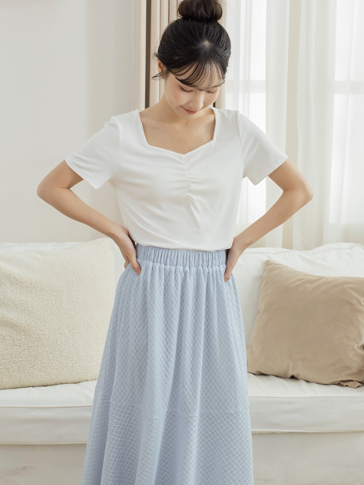 Mesh A-Line Elastic Waist Skirt
