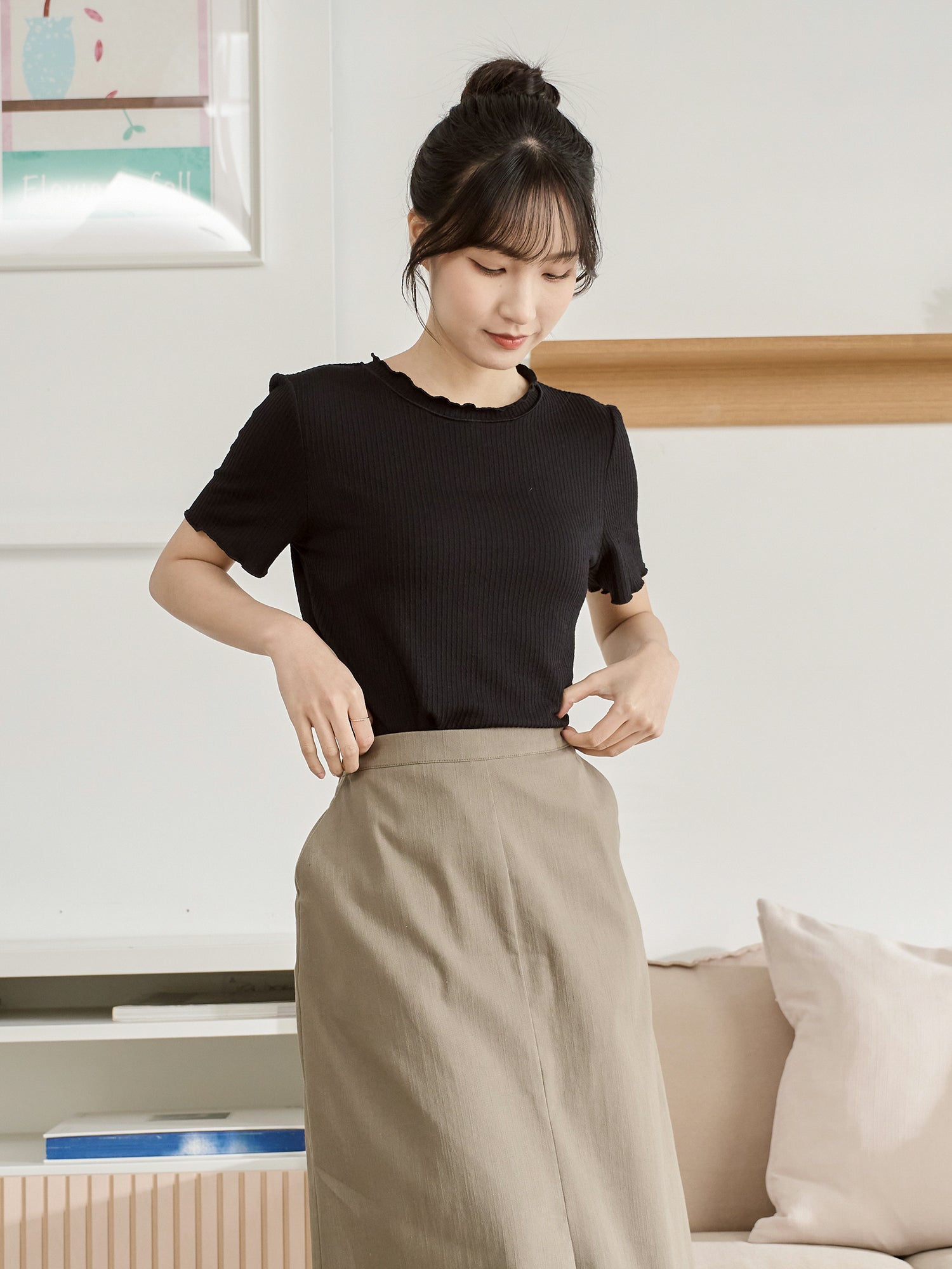 Textured Babylock Short Sleeve Top