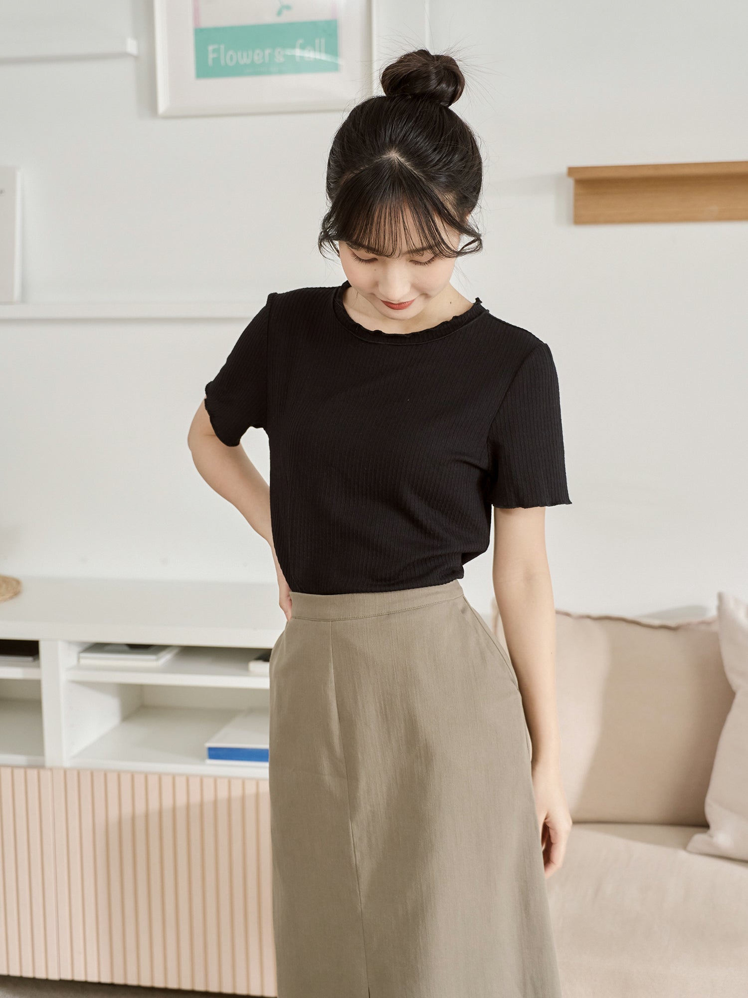 Textured Babylock Short Sleeve Top