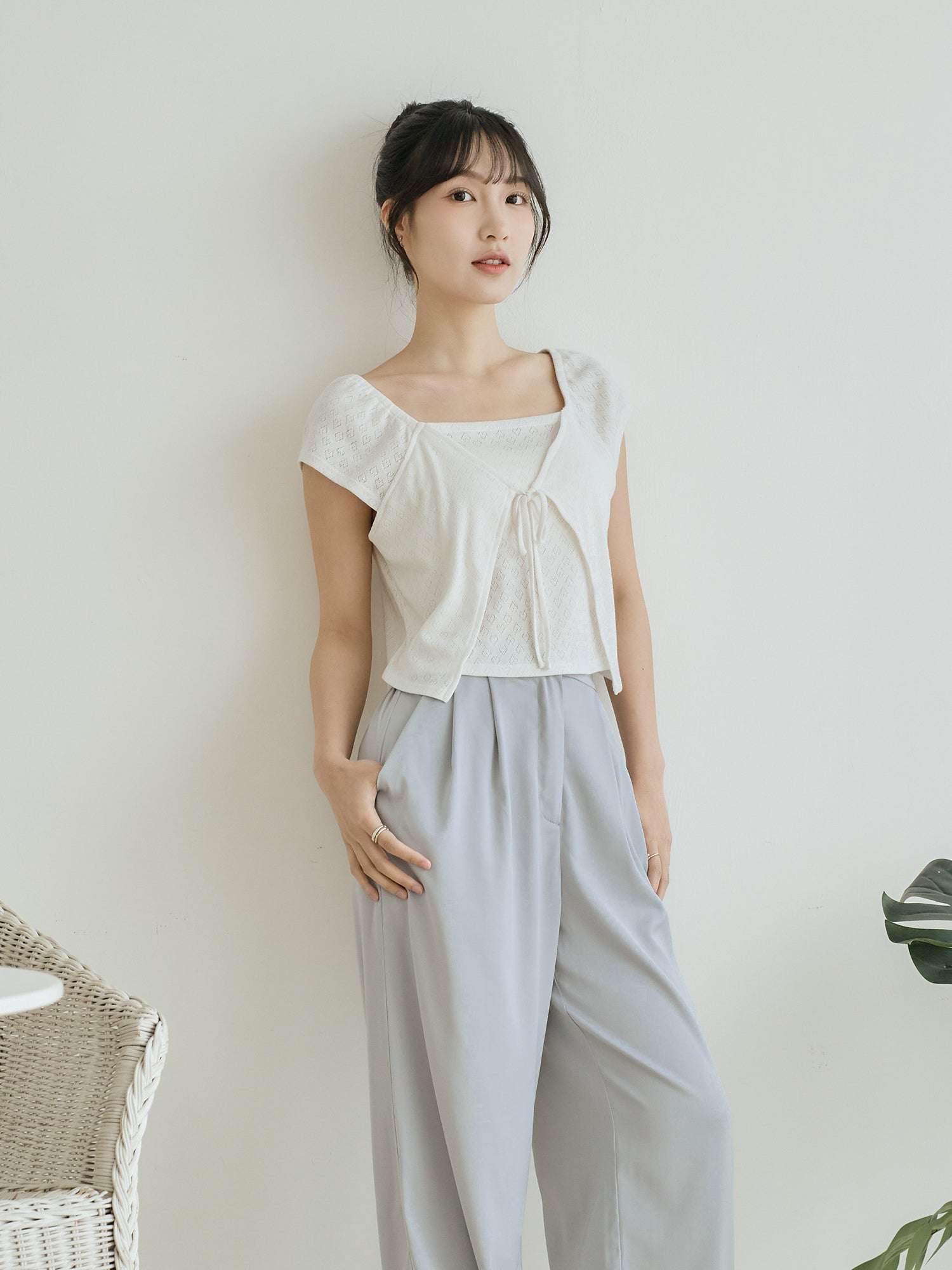 Heart Pointelle Layered Top