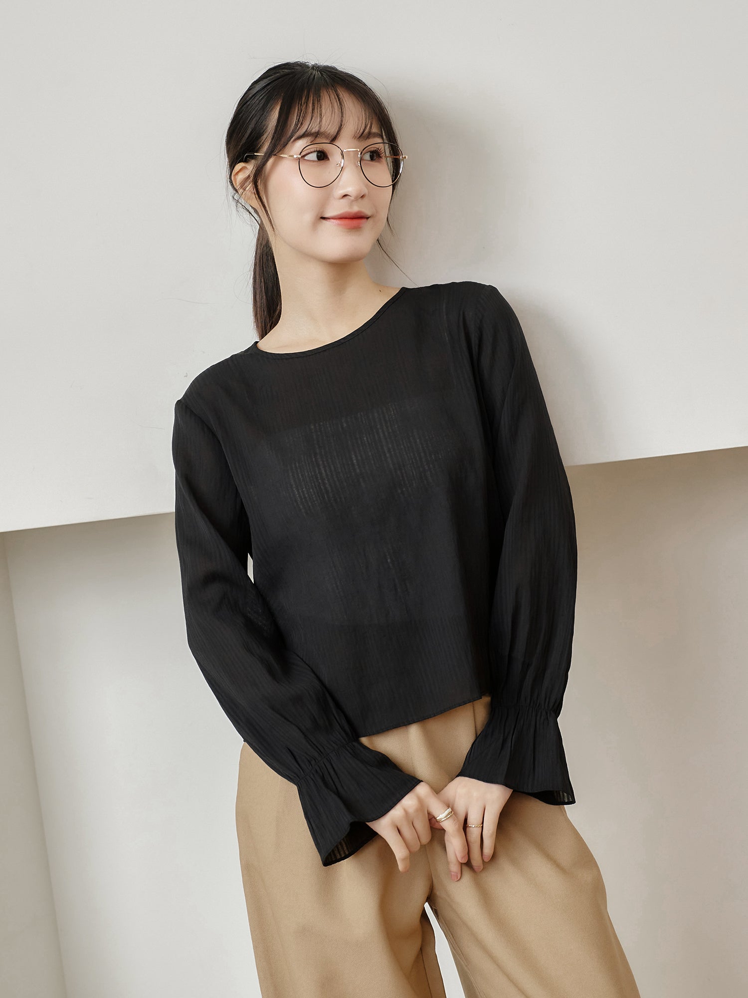 Modern Ruffle Cuff Blouse