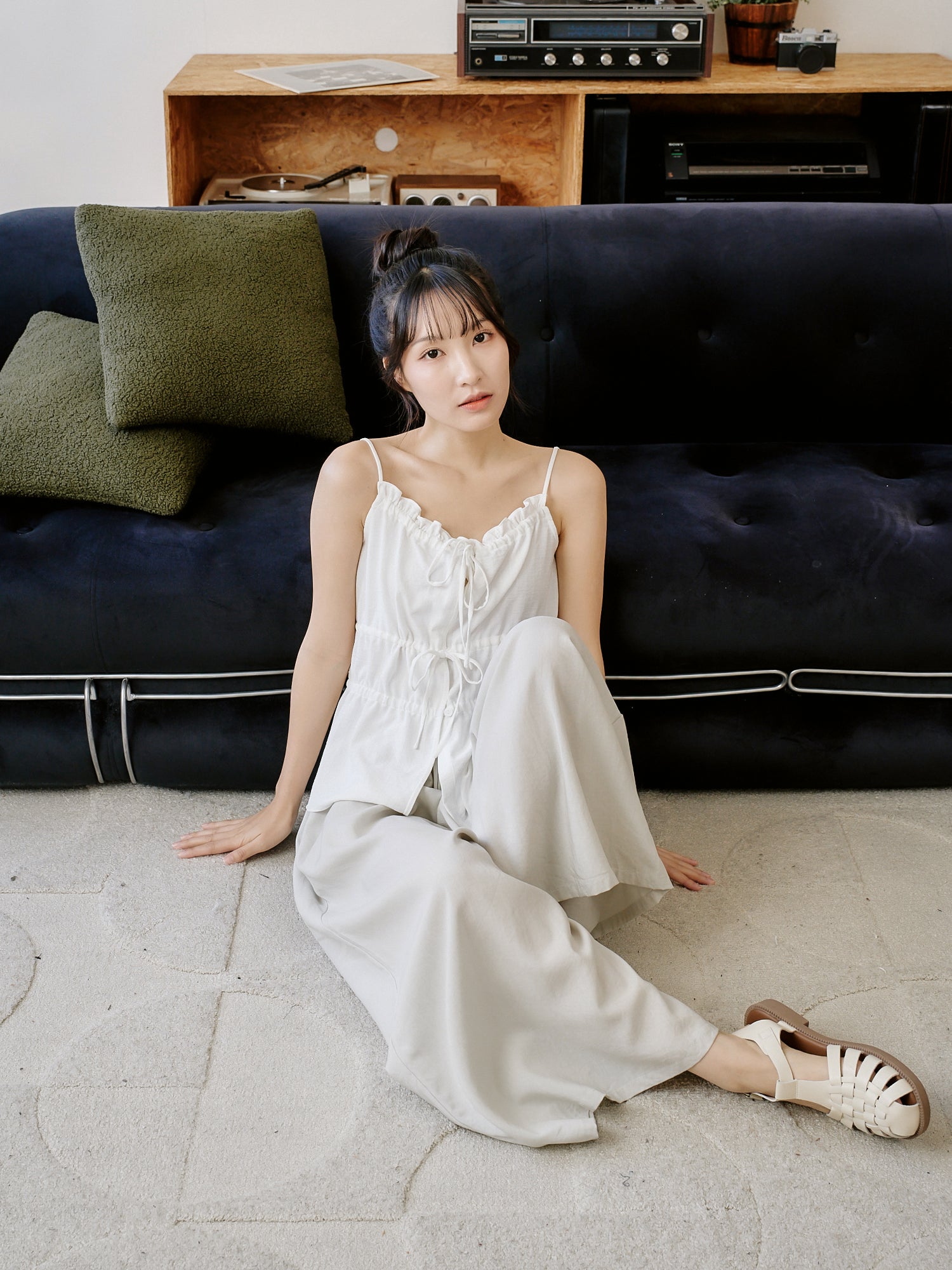 Tie Front Ruffled Cami Top