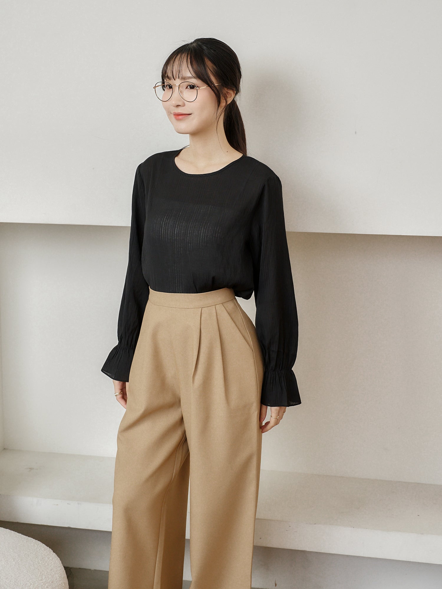 Modern Ruffle Cuff Blouse