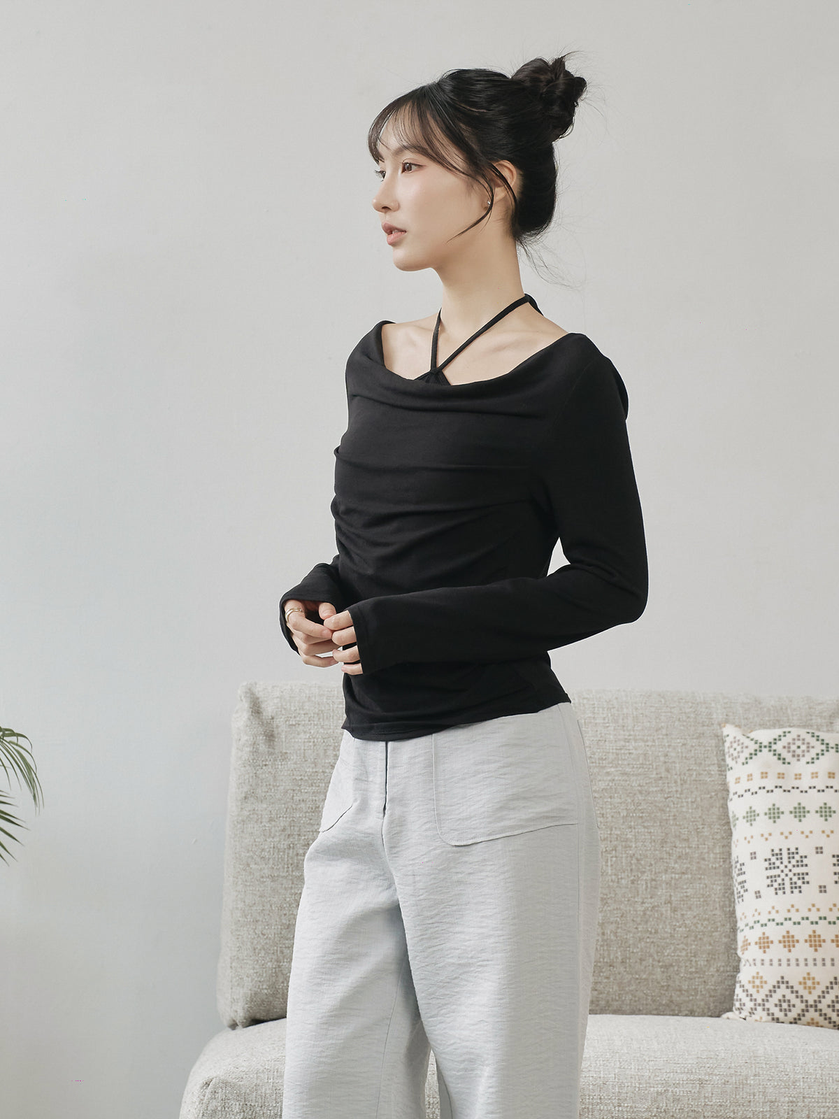Layered Tie Neck Top
