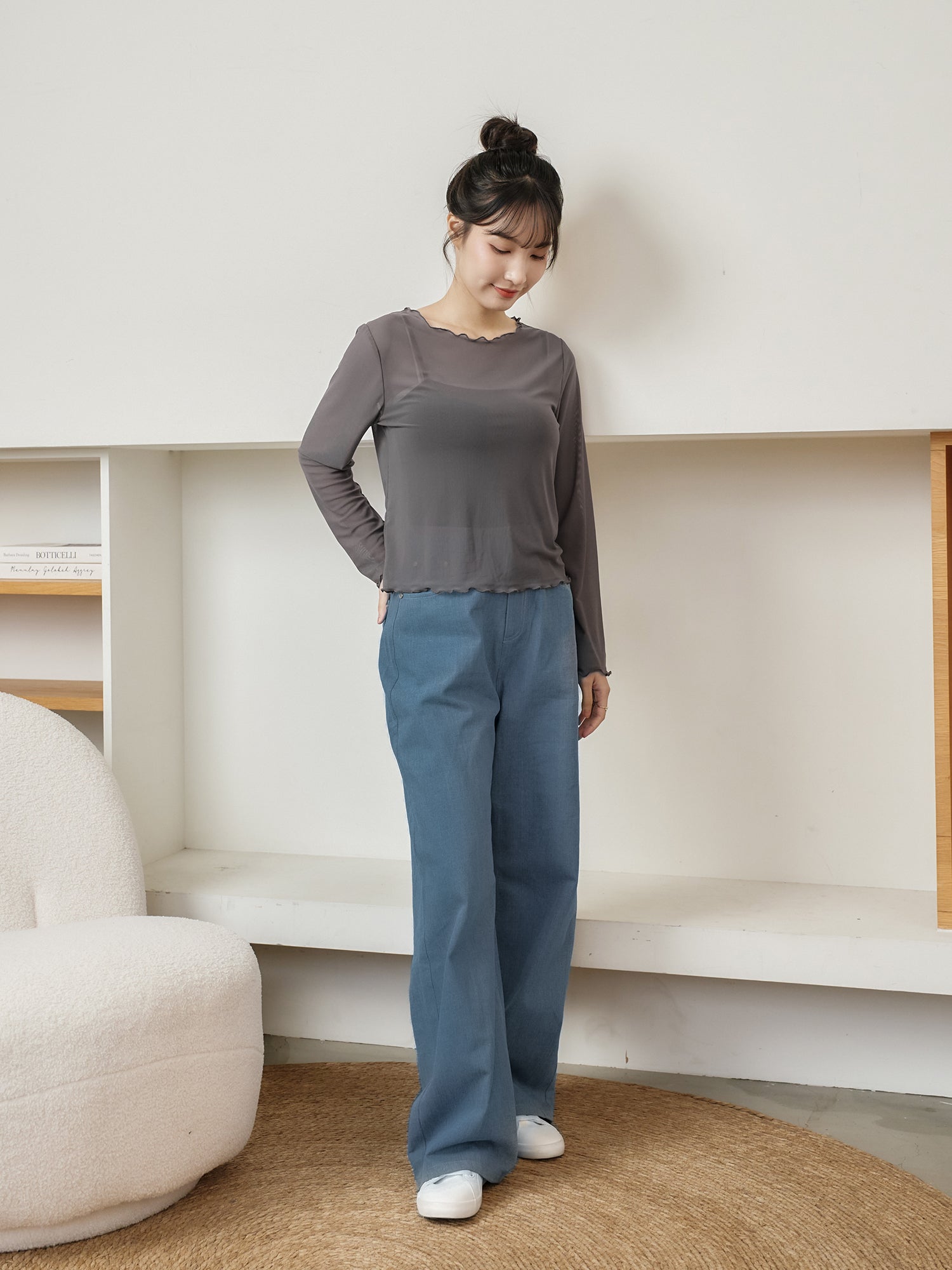 Soft Ruffle Sheer Top