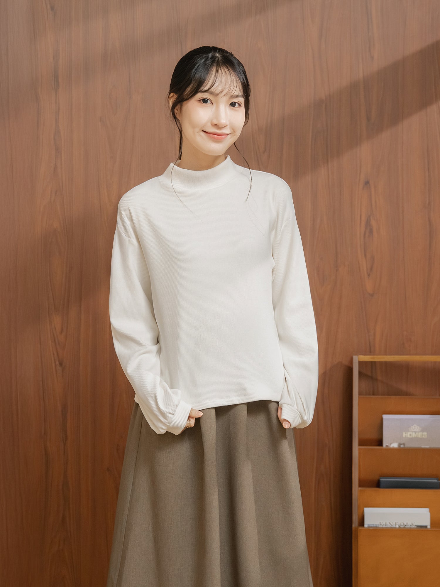 Ribbed High Neck Top