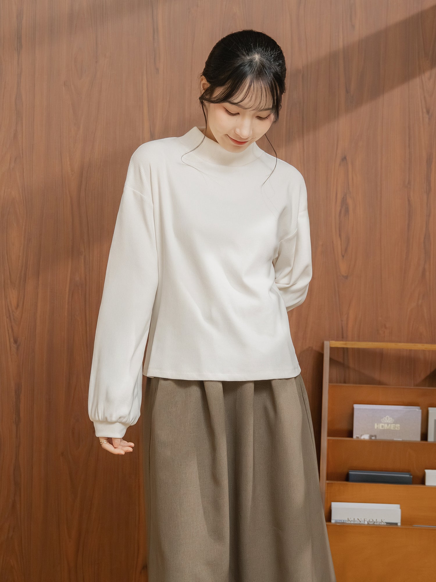 Ribbed High Neck Top