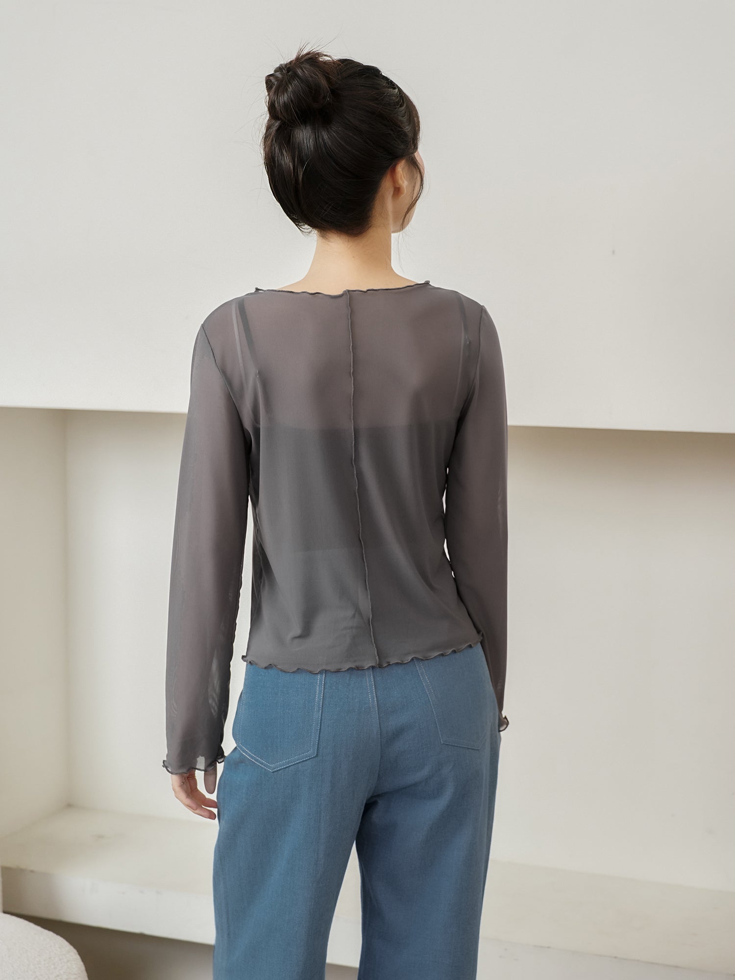 Soft Ruffle Sheer Top