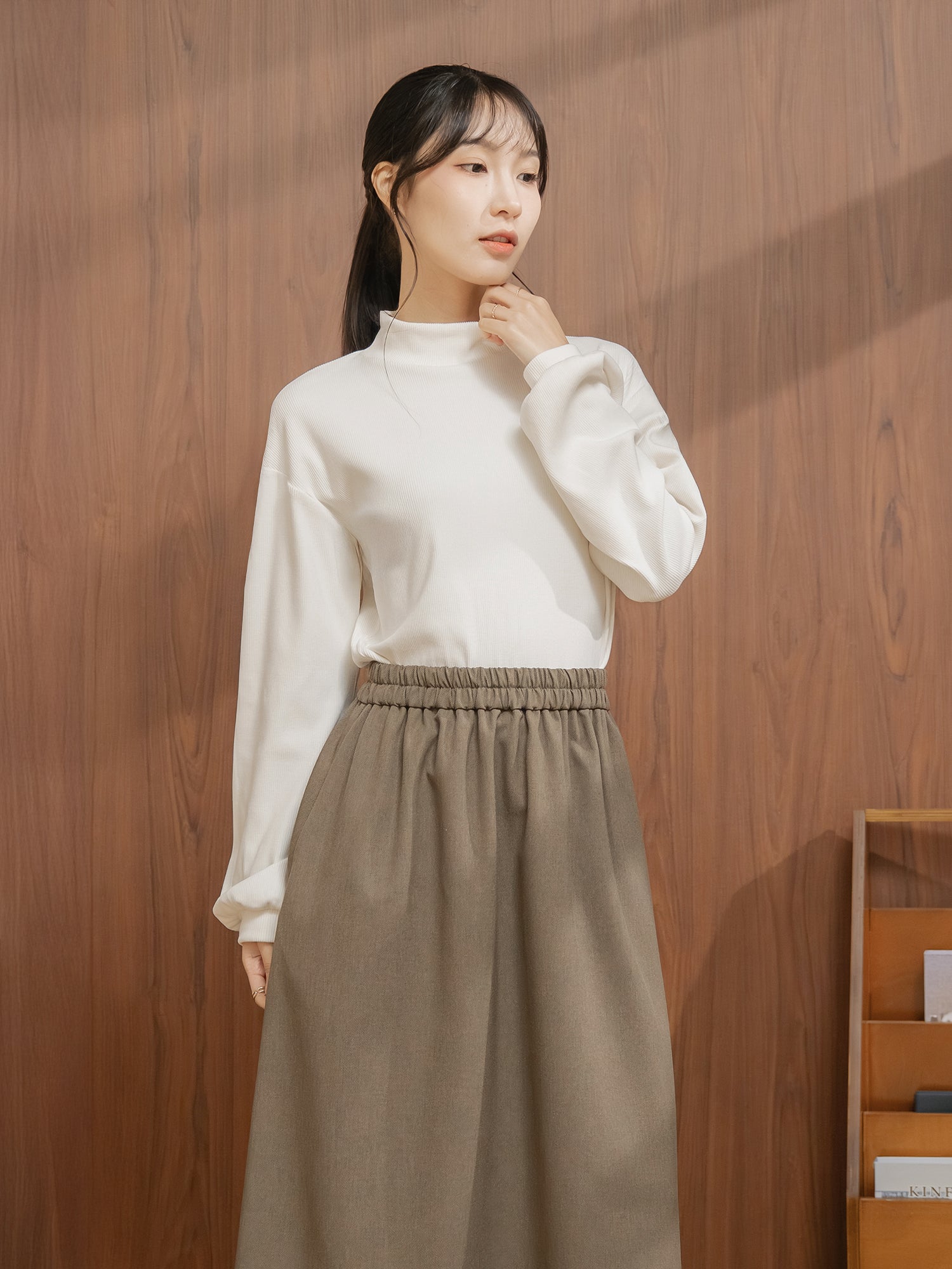 Ribbed High Neck Top