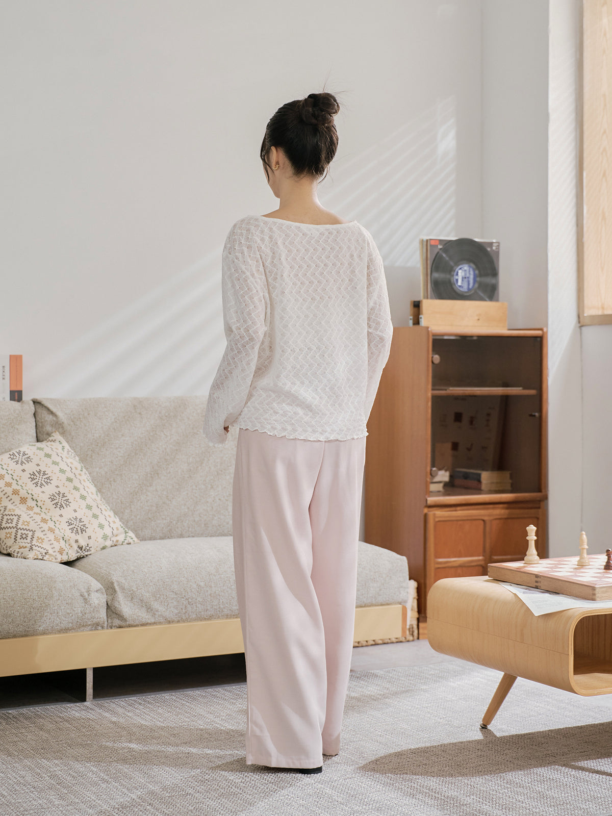 Ribbon Tie Pleated Pants
