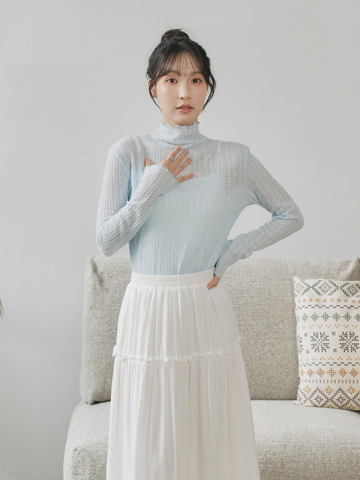 Lace High Neck Top