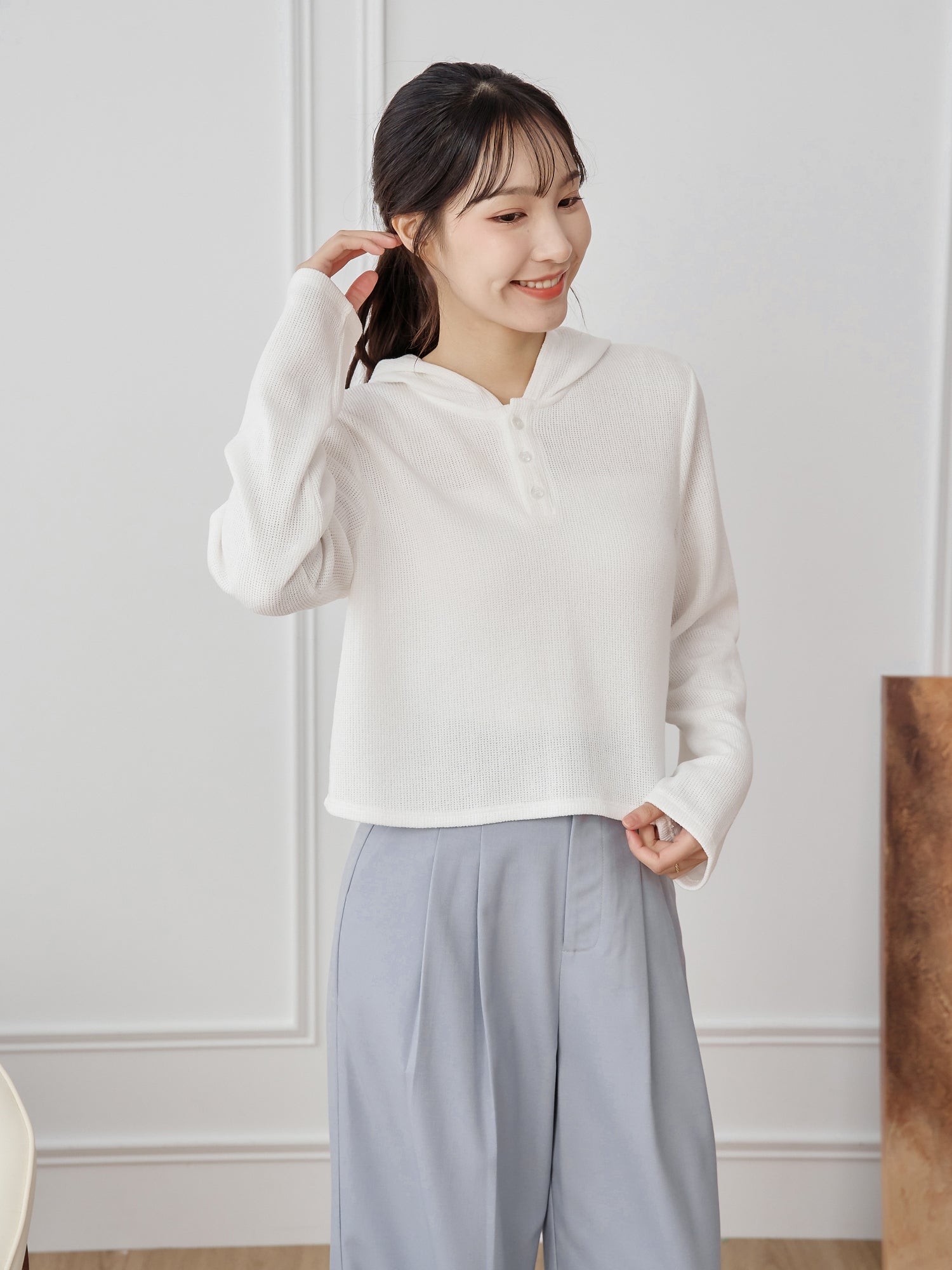 針織連帽短版上衣